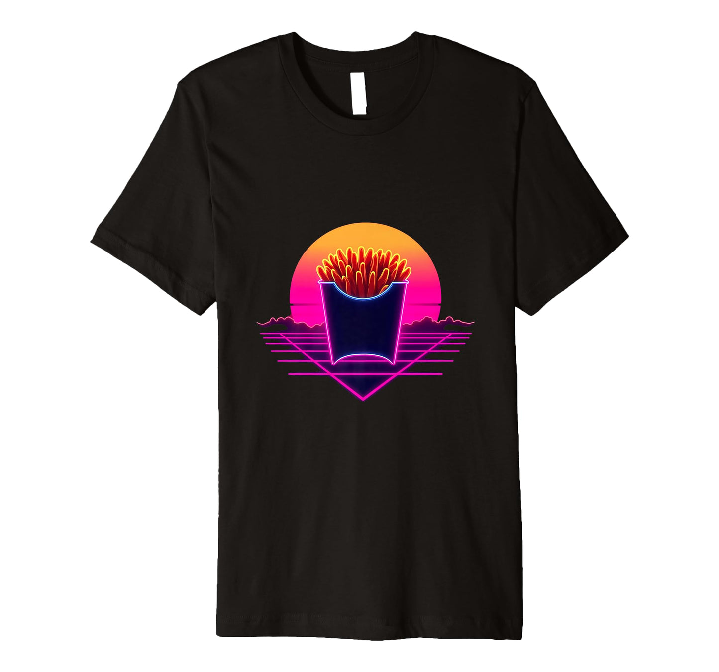 80S Synthwave Pommes French Fries T-Shirt - Casual Everyday Wear for Adults - T-Shirt, Sweatshirt, Hoodie
