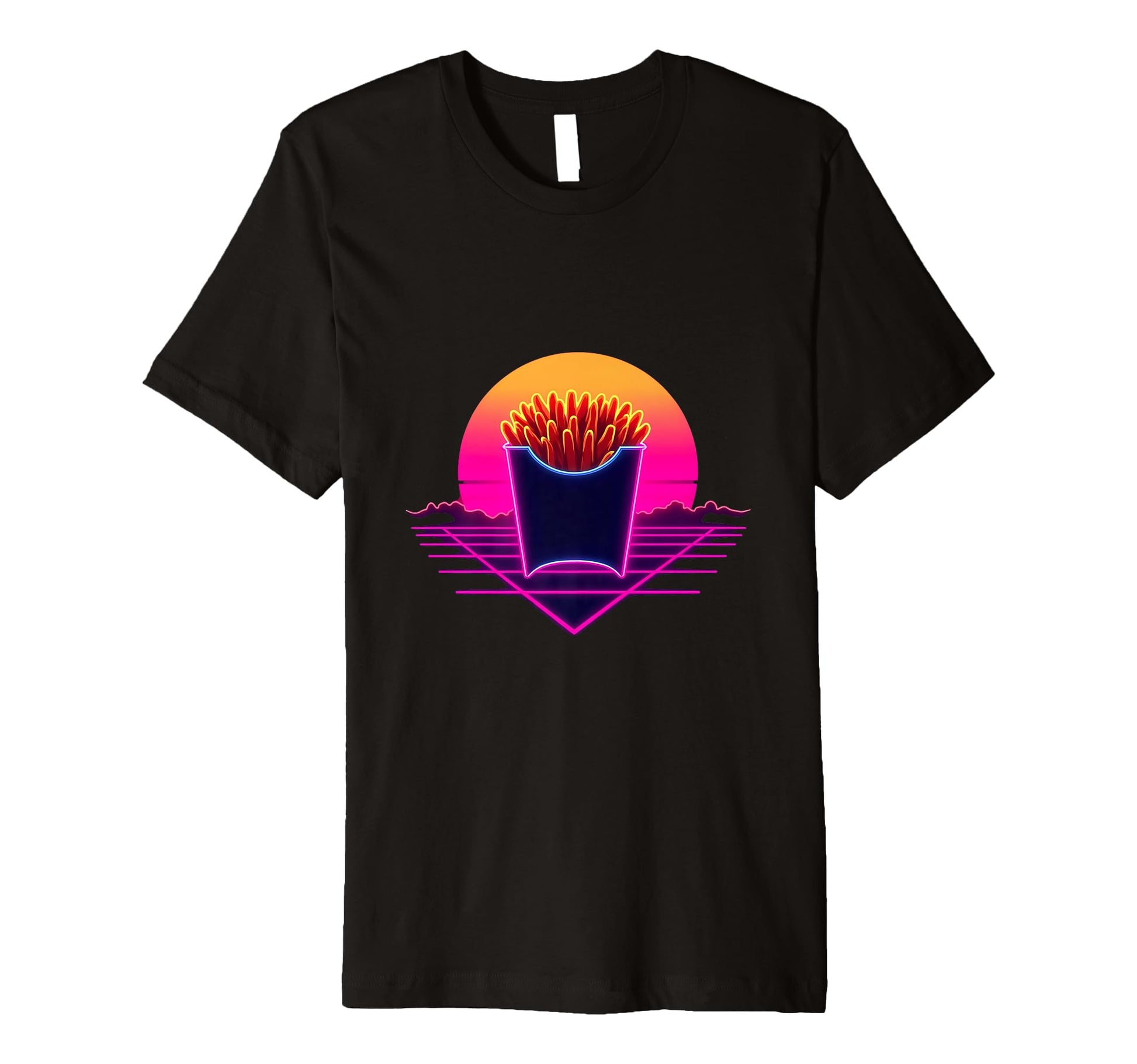 80S Synthwave Pommes French Fries T-Shirt - Casual Everyday Wear for Adults - T-Shirt, Sweatshirt, Hoodie