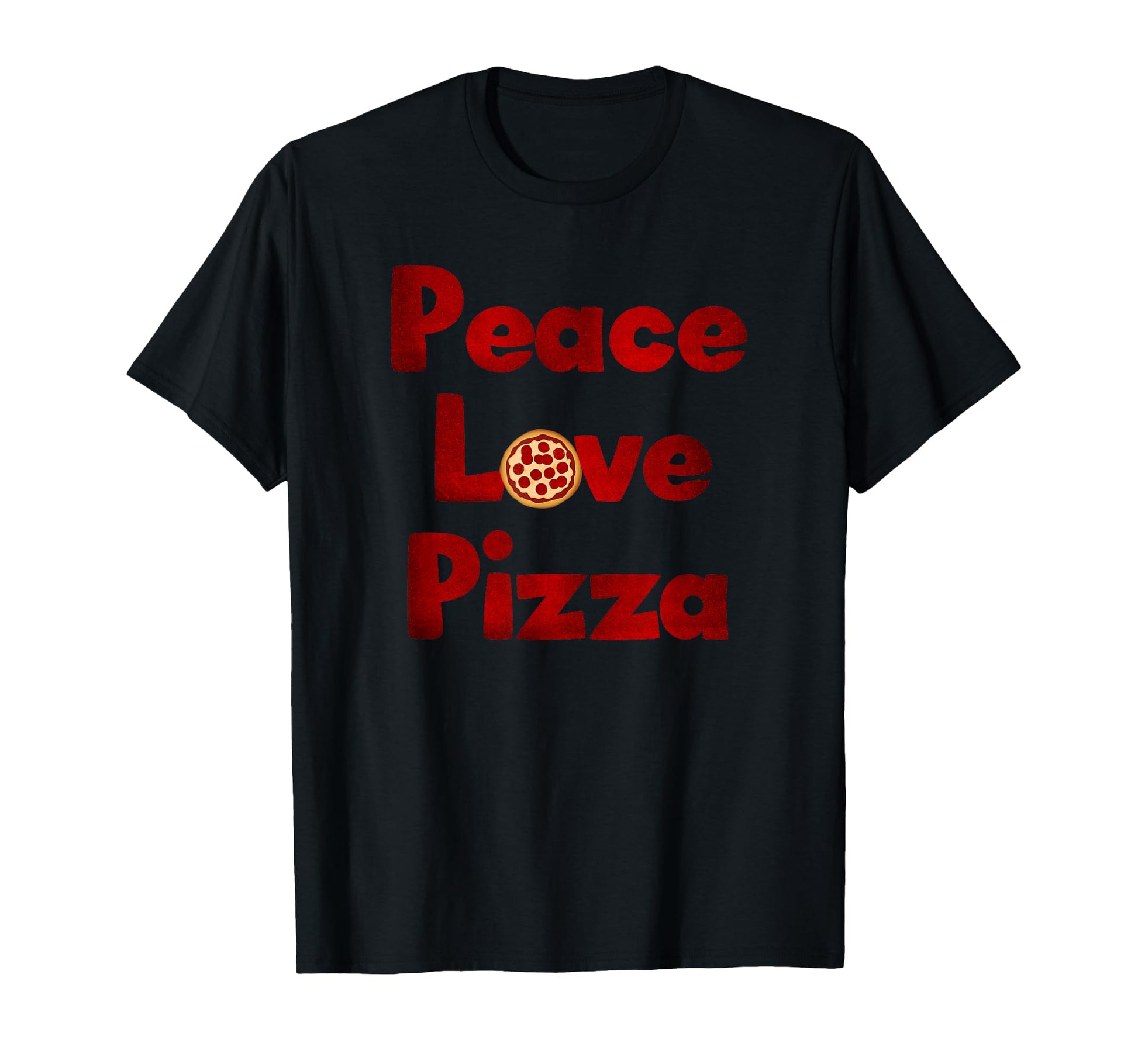 Peace Love Pizza Pepperoni Font T-Shirt - Custom Art Print for Adults - T-Shirt, Sweatshirt, Hoodie