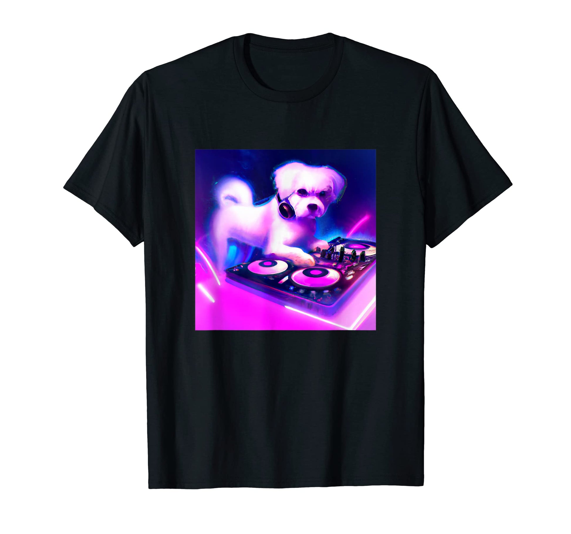 Maltese Vaporwave Dj Dog Aesthetic T-Shirt - Custom Art Print Unisex - T-Shirt, Sweatshirt, Hoodie