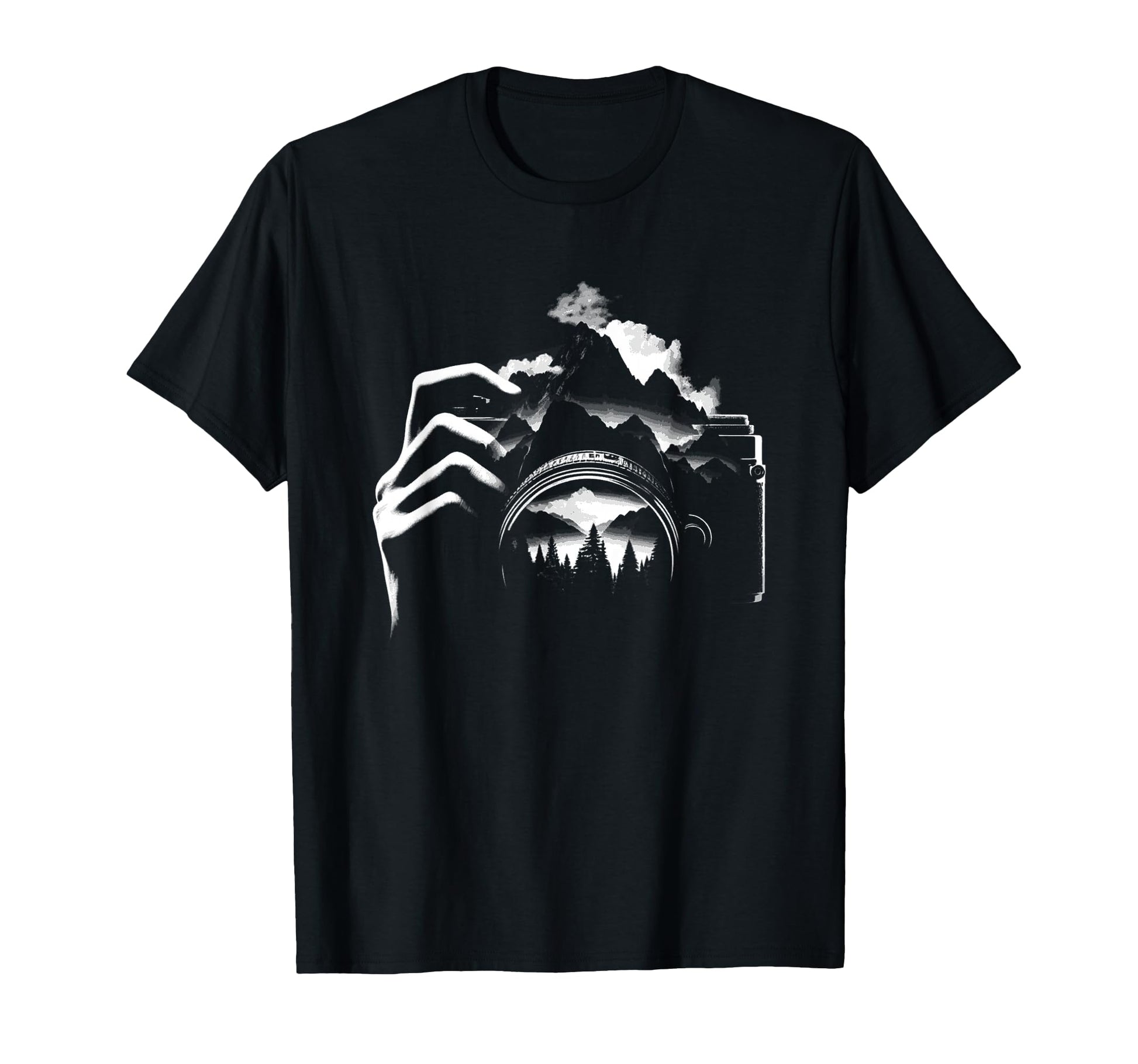 Camera Forest Illustration Nature T-Shirt - Trendy Graphic Men Women - T-Shirt, Sweatshirt, Hoodie