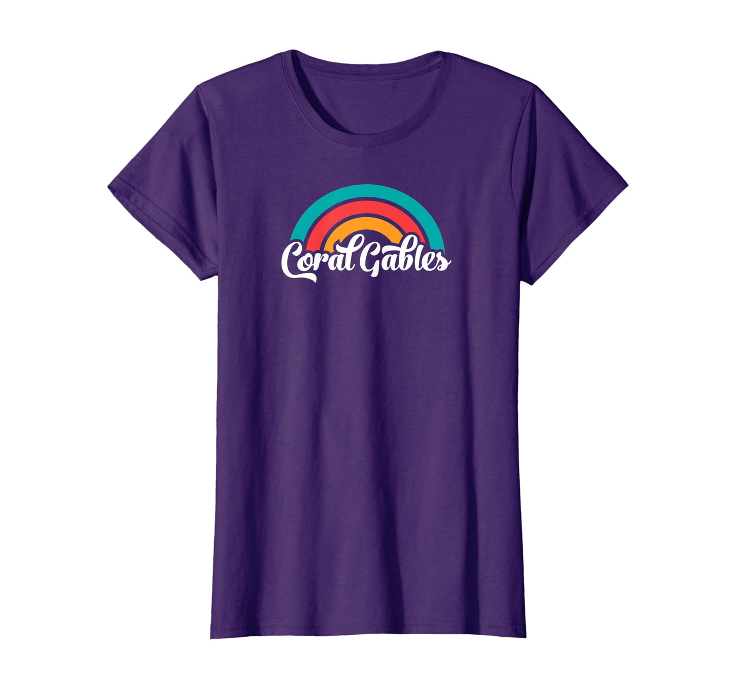 Womens Coral Gables Fl Script Rainbow T-Shirt - Aesthetic Graphic Men Women - T-Shirt, Sweatshirt, Hoodie