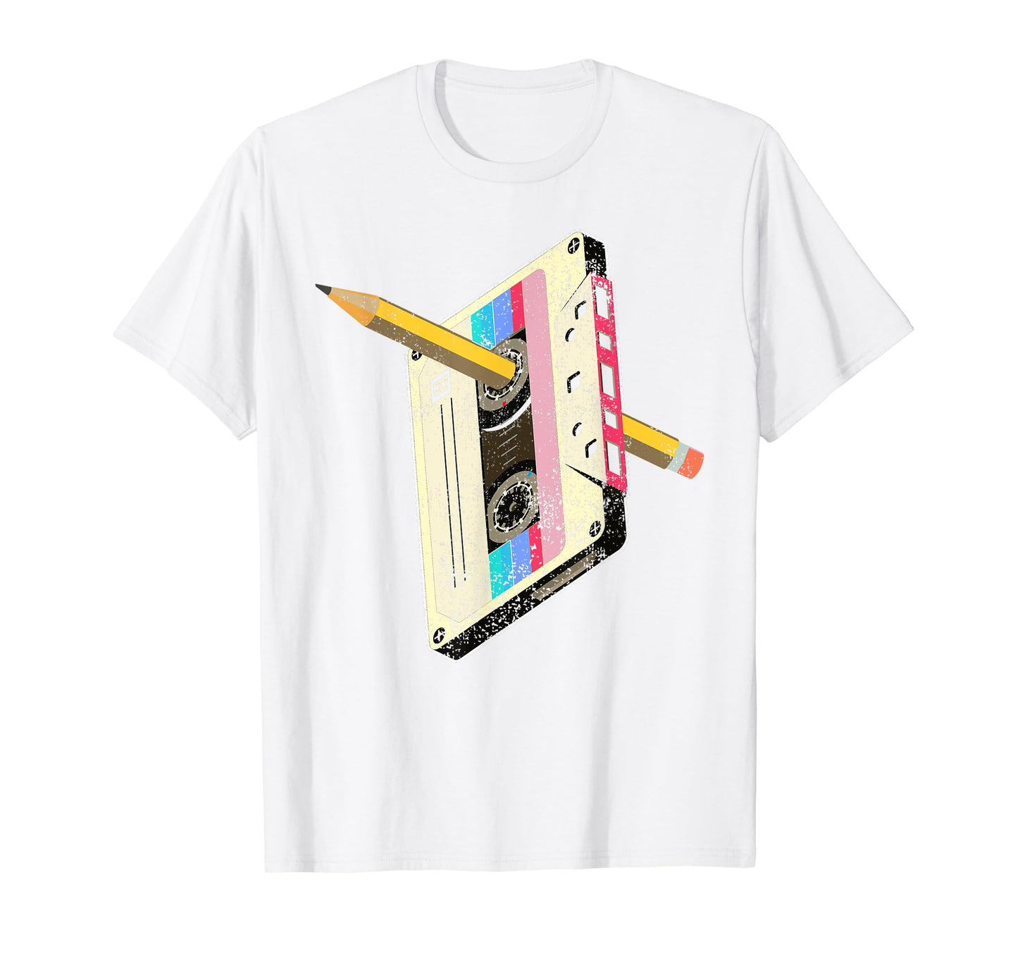 80S Cassette Tape Pencil Rewind T-Shirt - Trendy Graphic Men Women - T-Shirt, Sweatshirt, Hoodie