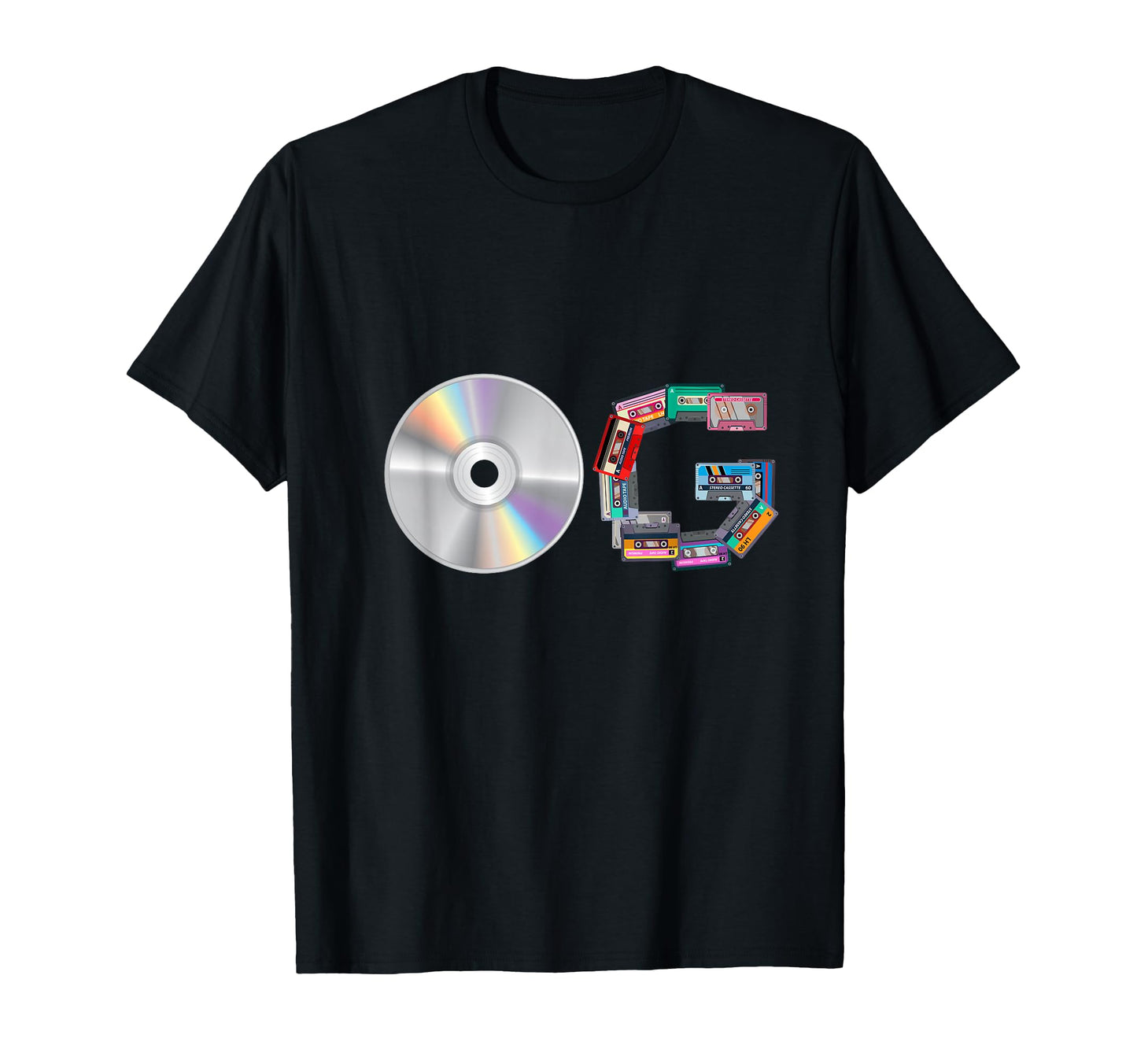 Old School Og Hip Hop Head Vinyl Cds T-Shirt - Novelty Apparel for Adults - T-Shirt, Sweatshirt, Hoodie