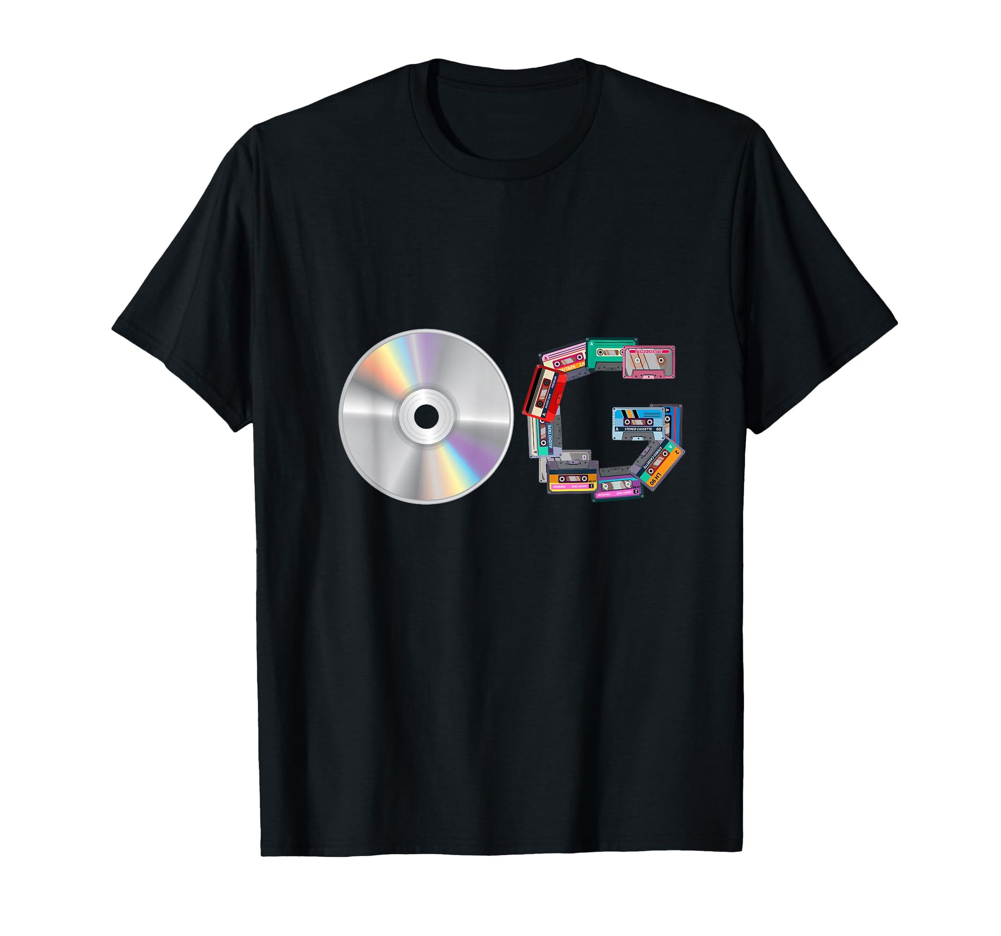 Old School Og Hip Hop Head Vinyl Cds T-Shirt - Novelty Apparel for Adults - T-Shirt, Sweatshirt, Hoodie