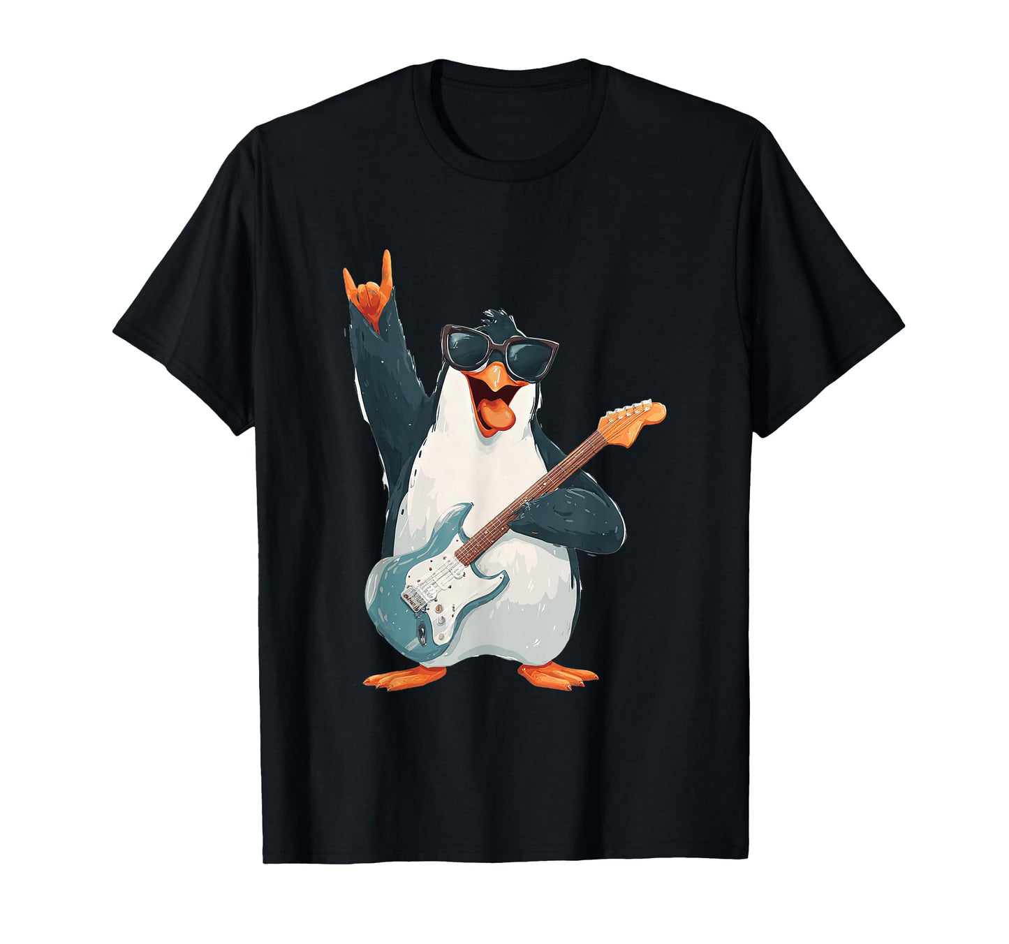Rockstar Penguin Sunglasses Electric T-Shirt - Trendy Graphic for Adults - T-Shirt, Sweatshirt, Hoodie