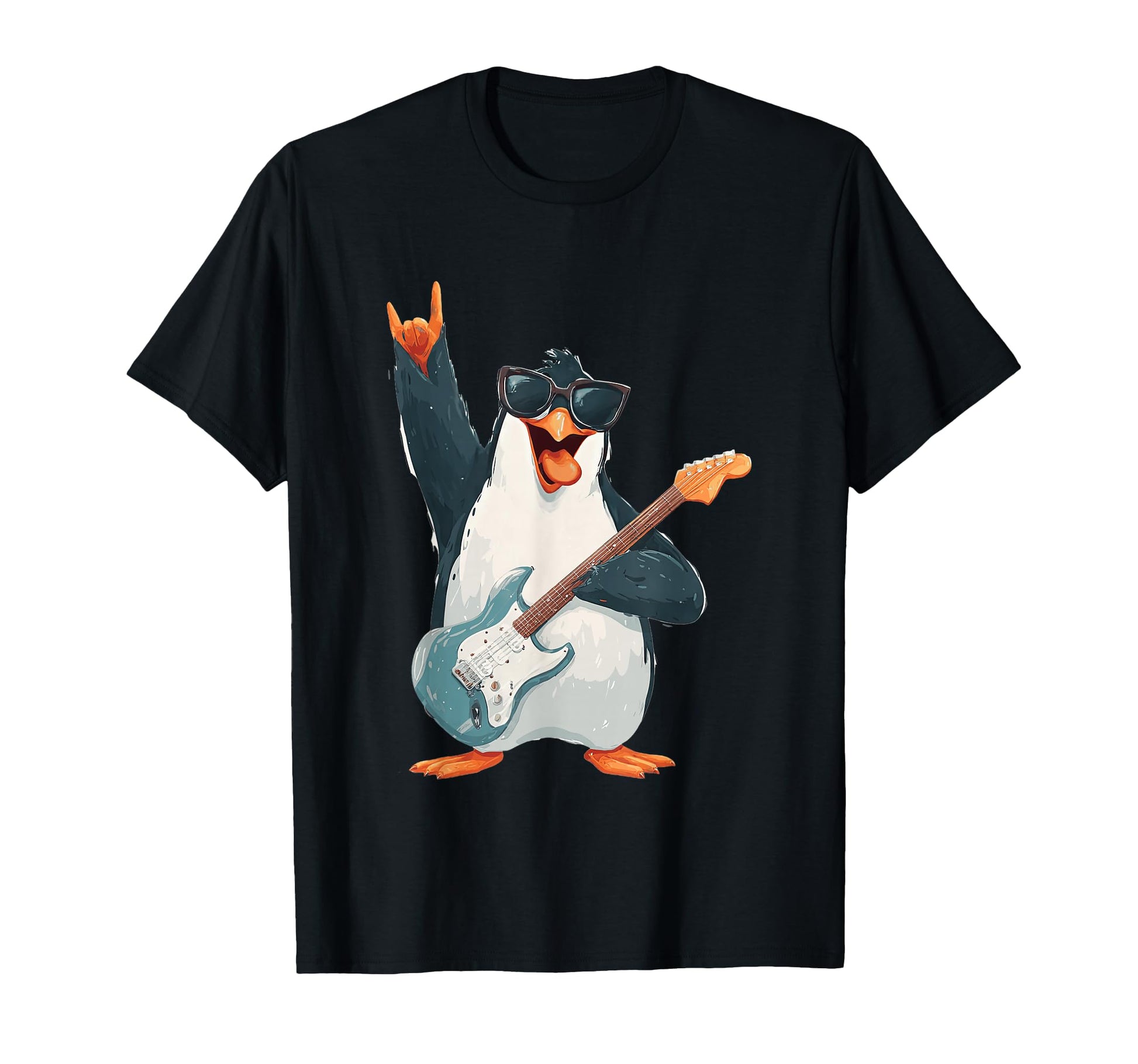 Rockstar Penguin Sunglasses Electric T-Shirt - Trendy Graphic for Adults - T-Shirt, Sweatshirt, Hoodie