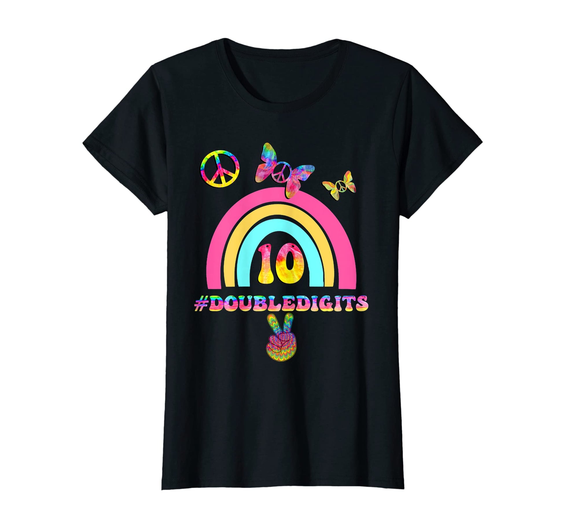 Double Digits Birthday Rainbows Tenth T-Shirt - Custom Art Print Unisex - T-Shirt, Sweatshirt, Hoodie