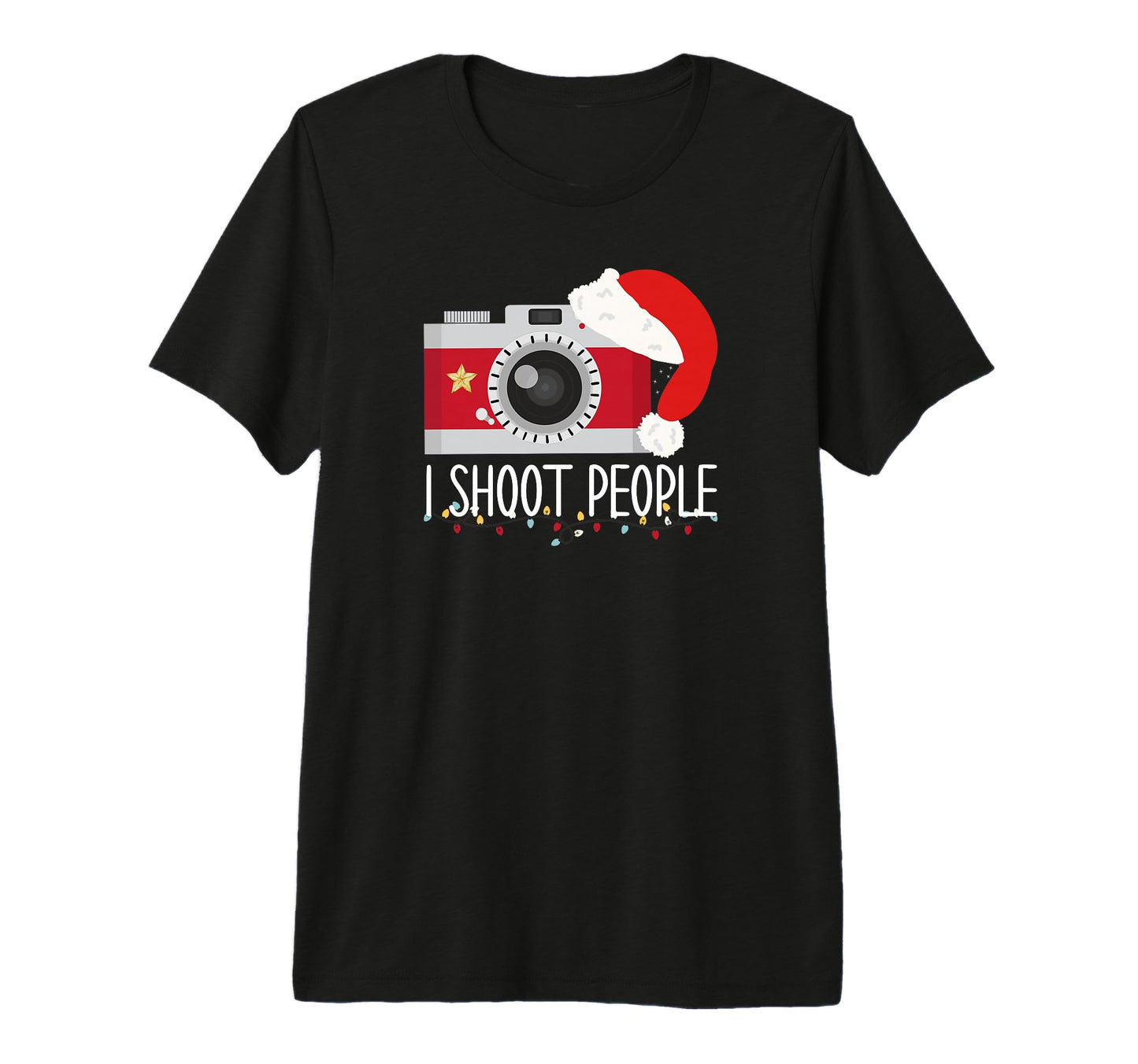 Photographers Funny Lights Santa Hat T-Shirt - Minimalist Print for Adults - T-Shirt, Sweatshirt, Hoodie