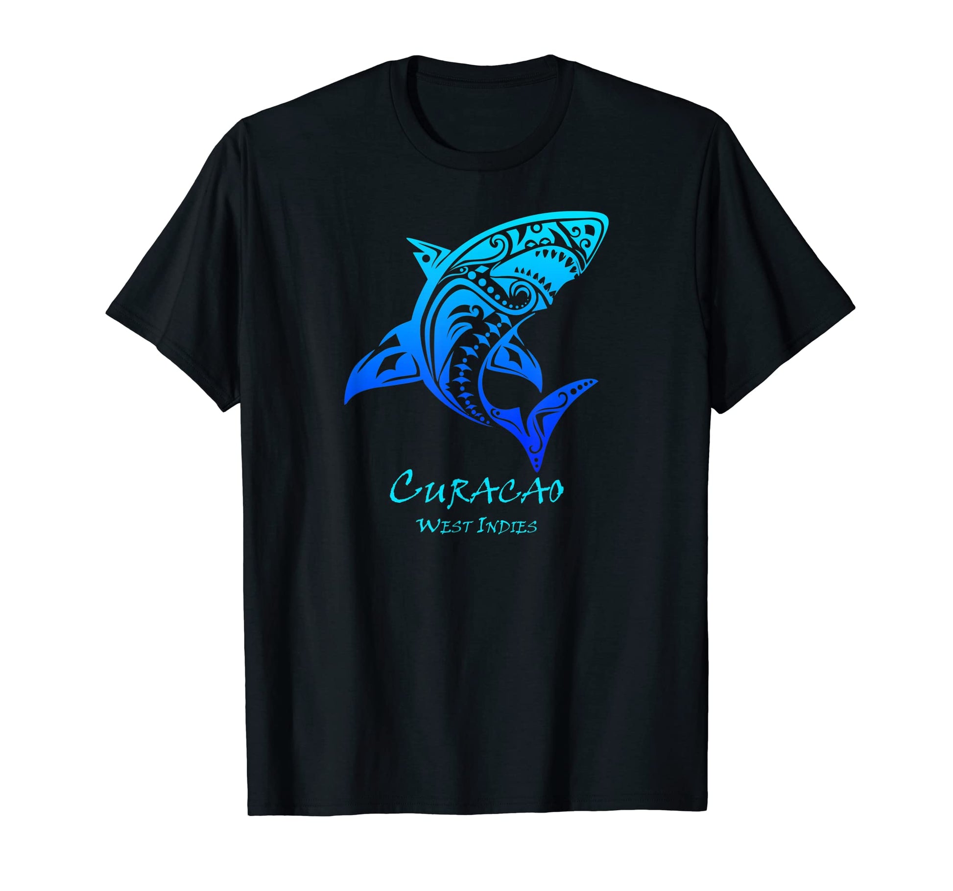 Curacao West Indies Tribal Shark Vacation T-Shirt - Novelty Apparel Unisex - T-Shirt, Sweatshirt, Hoodie