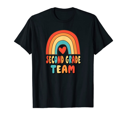 2Nd Grade Team Teacher Rainbow T-Shirt - Casual Everyday Wear Men Women - T-Shirt, Sweatshirt, Hoodie