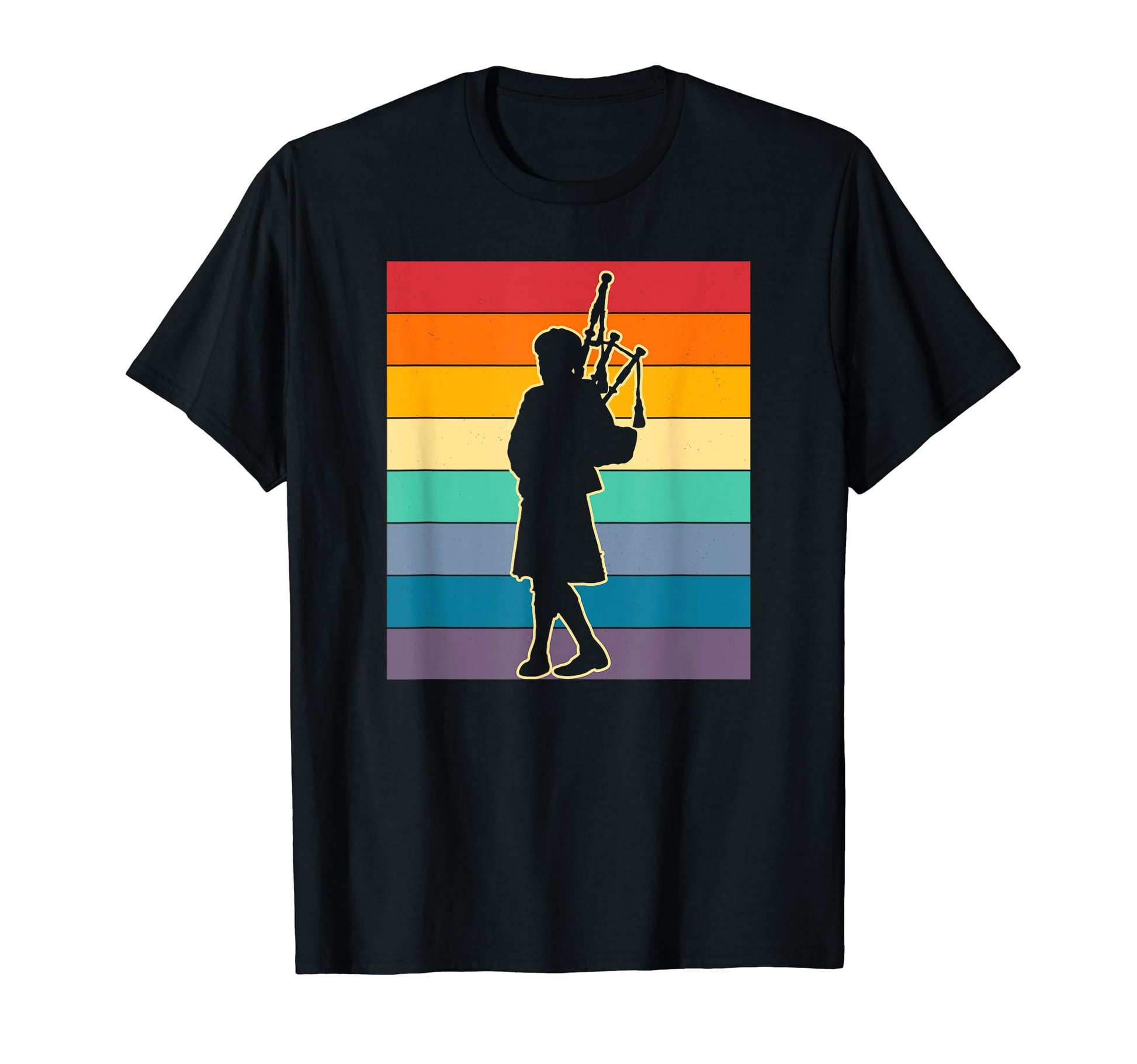 Bagpipes Distressed Rainbow T-Shirt - Graphic Print Men Women - T-Shirt, Sweatshirt, Hoodie