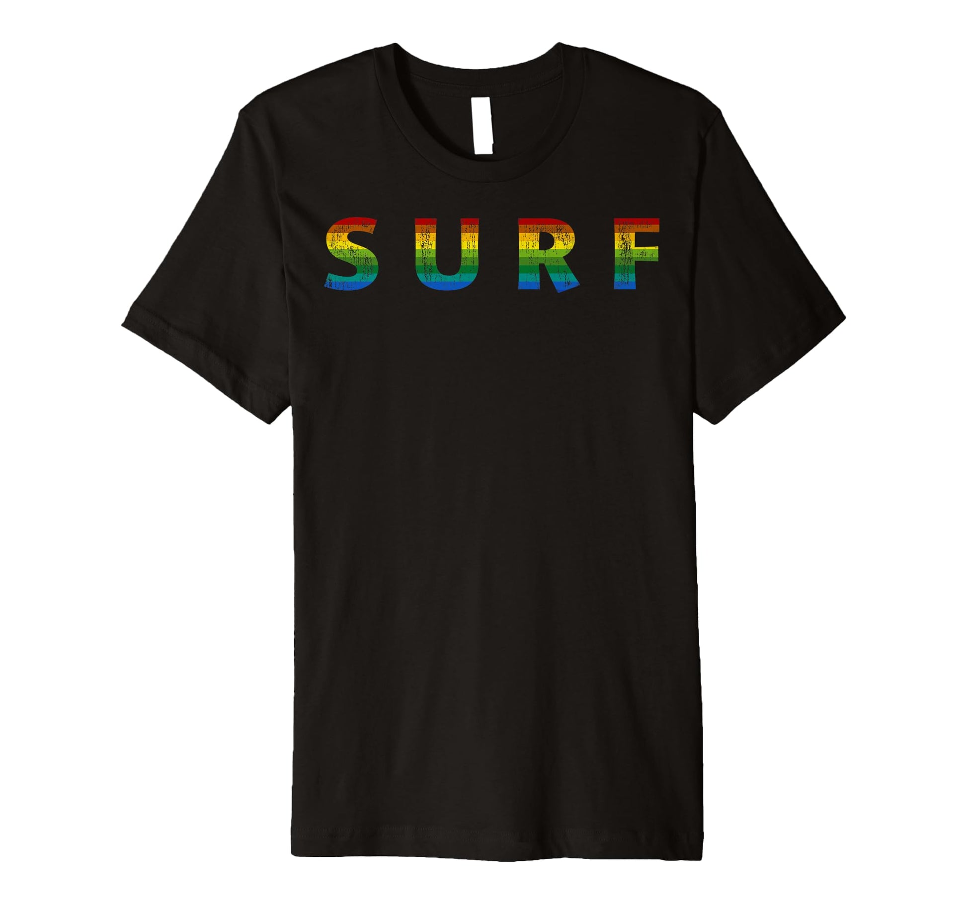 Surf Rainbow Letters Distress T-Shirt - Minimalist Print Unisex - T-Shirt, Sweatshirt, Hoodie