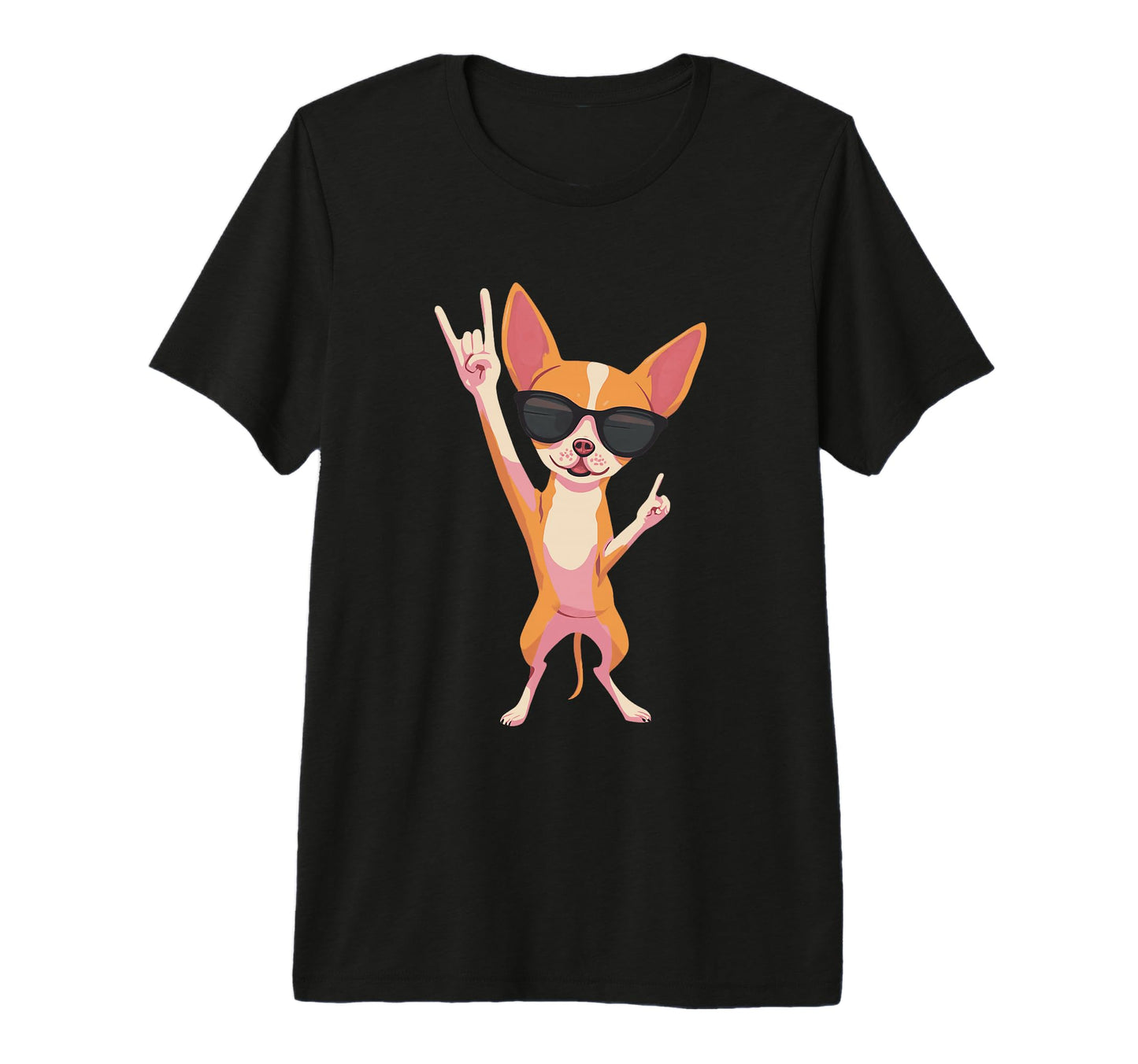Chihuahua Dancing Rock Hand Sign Punk T-Shirt - Trendy Graphic for Adults - T-Shirt, Sweatshirt, Hoodie