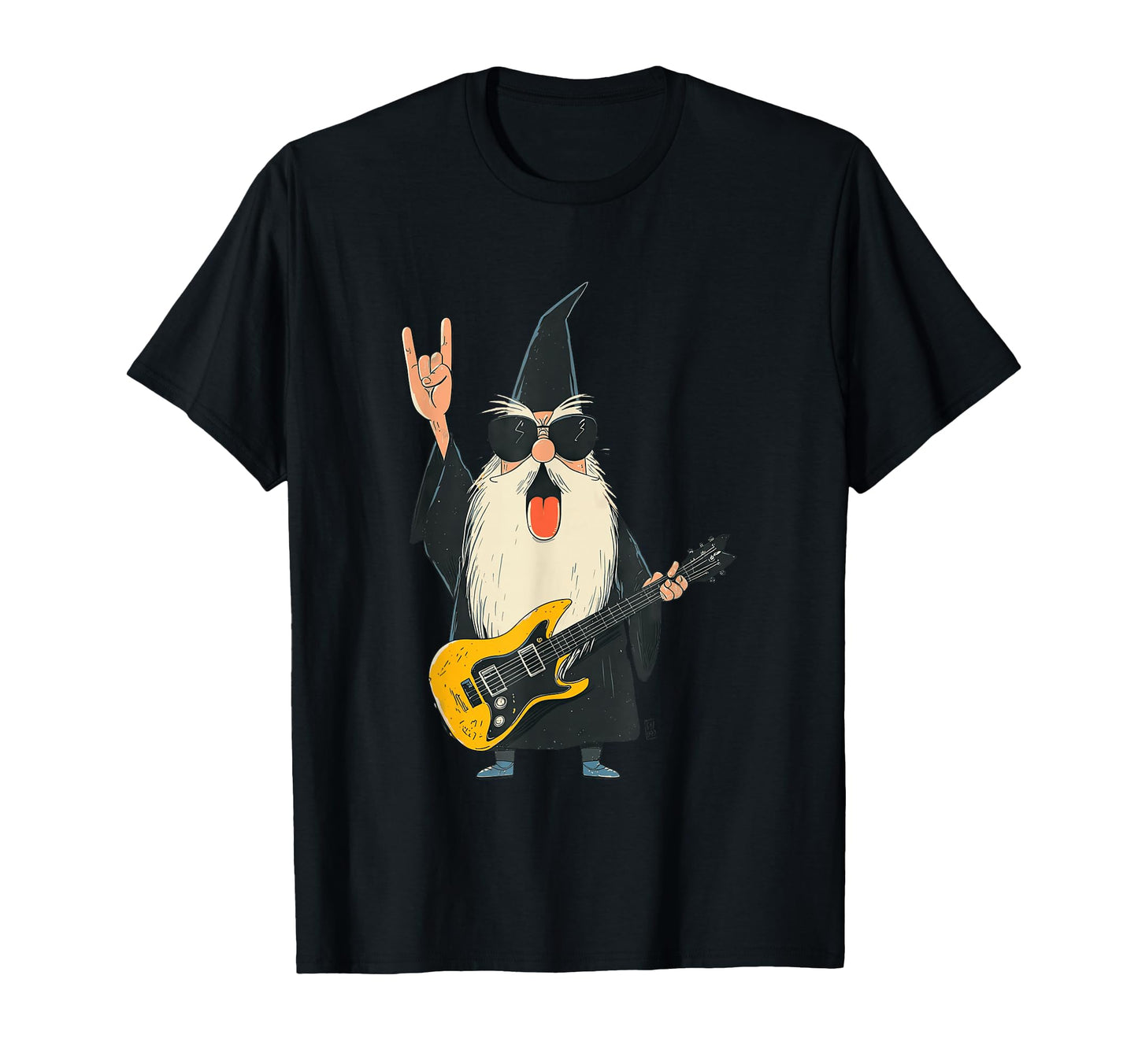 Funny Wizard Rock Guitar Player T-Shirt - Streetwear Style for Adults - T-Shirt, Sweatshirt, Hoodie