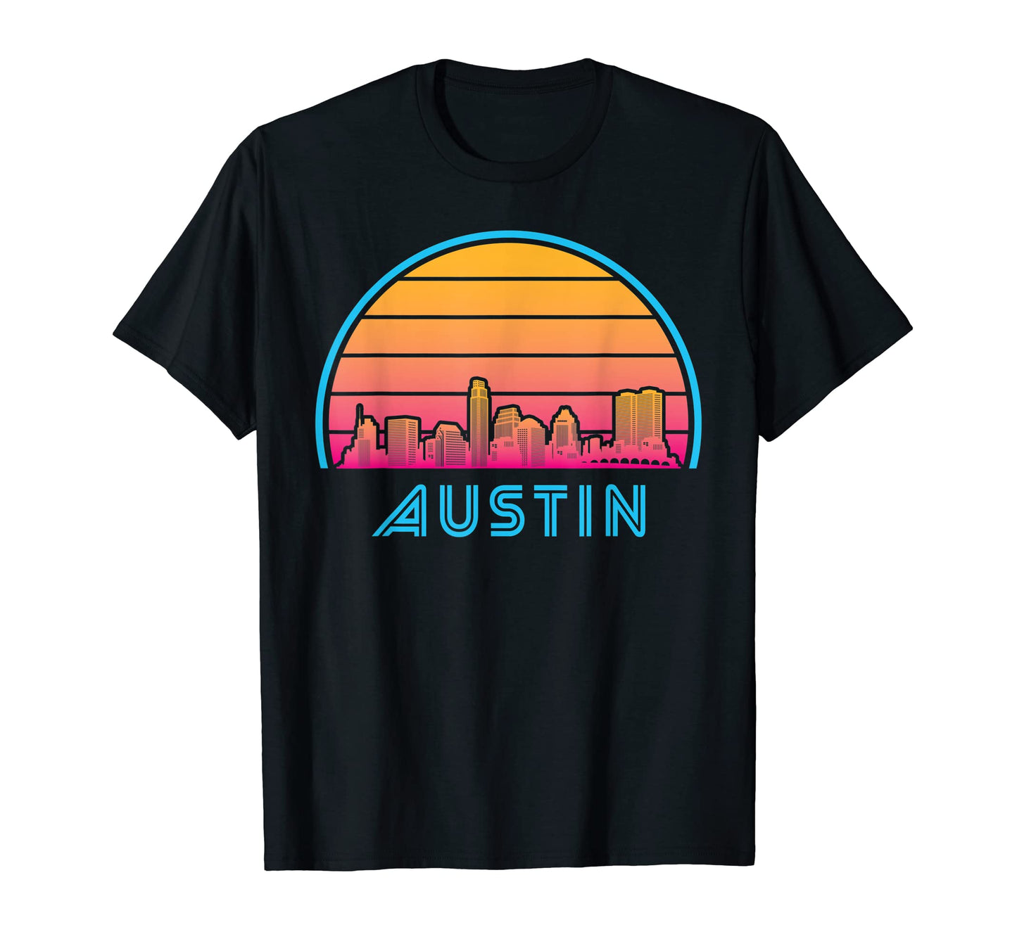 Austin Texas Skyline City Vaporwave T-Shirt - Unique Graphic for Adults - T-Shirt, Sweatshirt, Hoodie