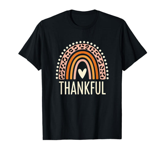 Boho Rainbow Thankful Autumn Thanksgiving T-Shirt - Graphic Print Unisex - T-Shirt, Sweatshirt, Hoodie