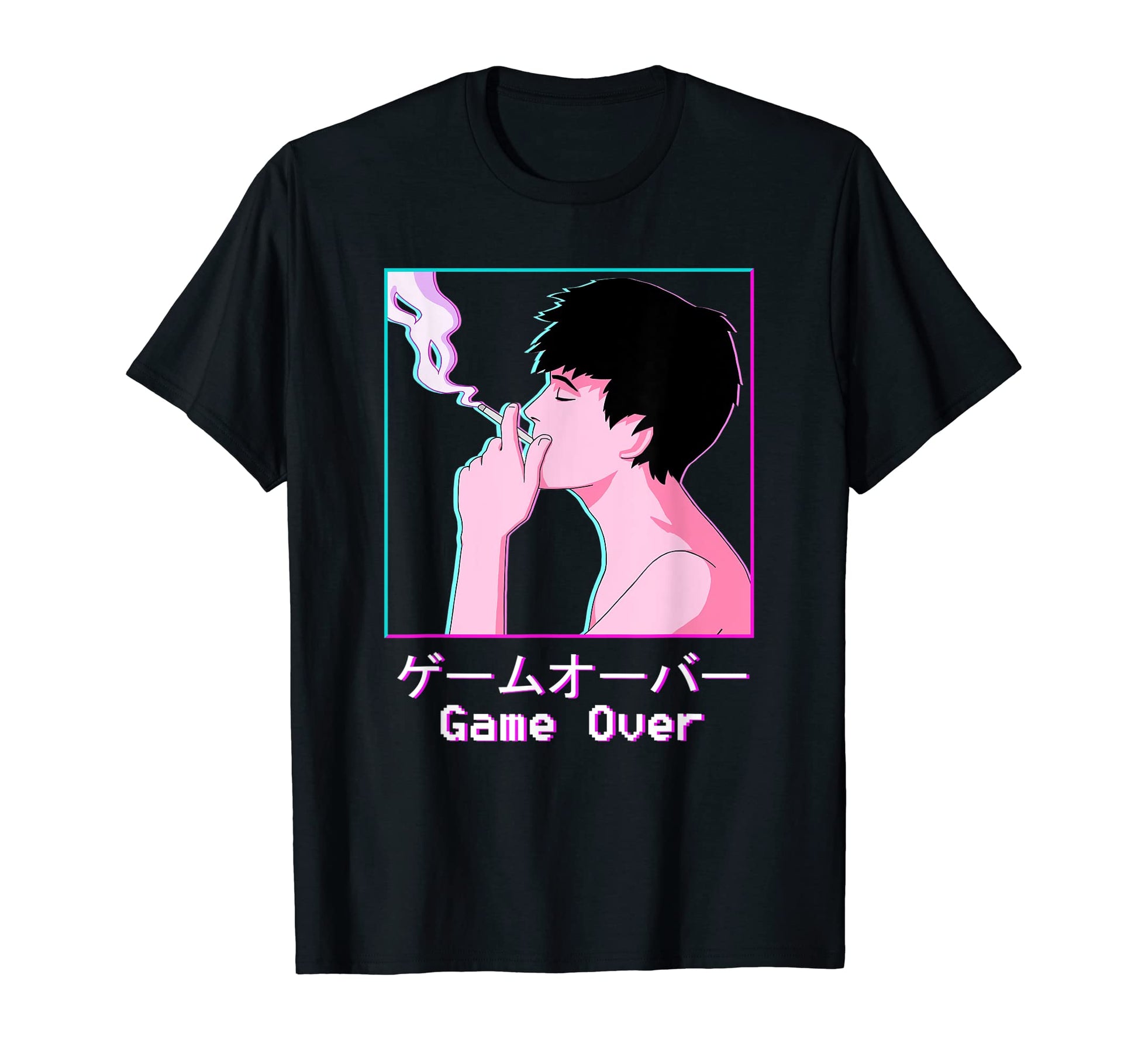 Sad Game Over Japanese Glitch Aesthetic T-Shirt - Graphic Print Unisex - T-Shirt, Sweatshirt, Hoodie