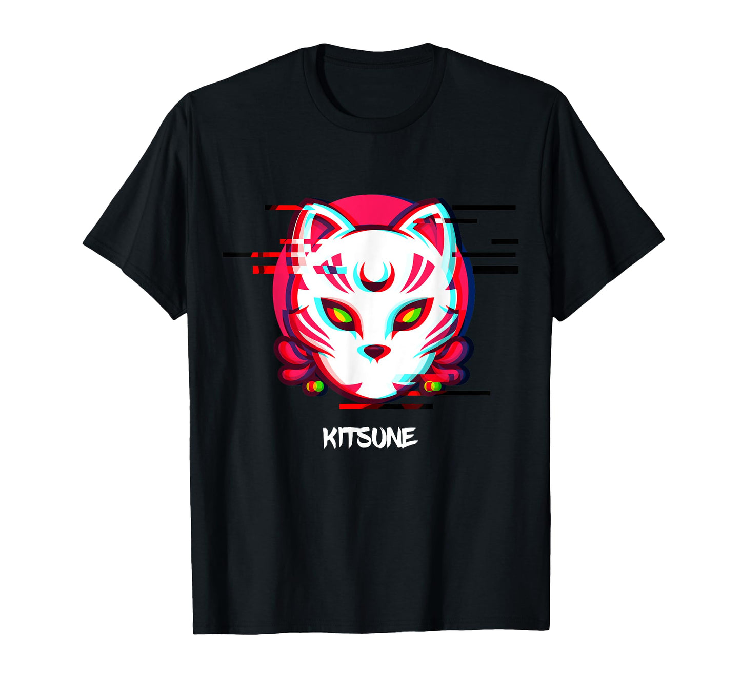 Japanese Kitsune Glitch Aesthetic T-Shirt - Custom Art Print for Adults - T-Shirt, Sweatshirt, Hoodie