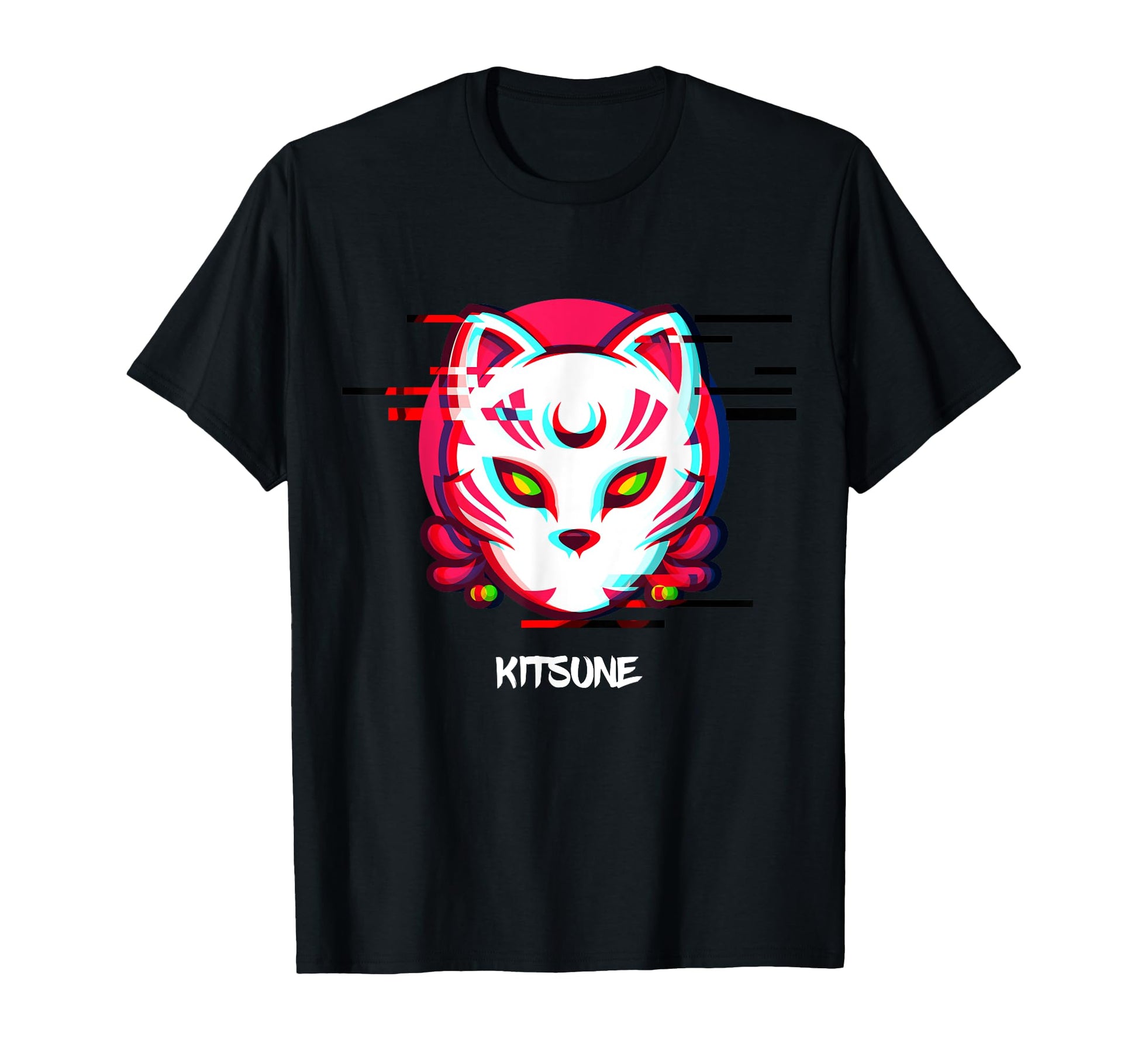 Japanese Kitsune Glitch Aesthetic T-Shirt - Custom Art Print for Adults - T-Shirt, Sweatshirt, Hoodie