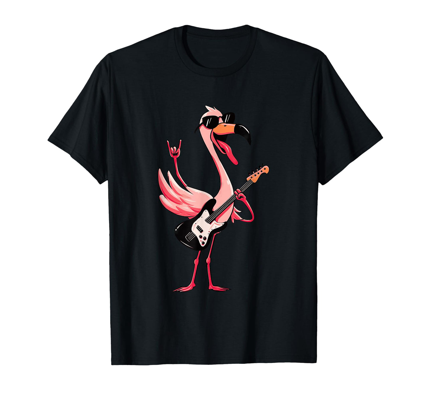 Funny Flamingo Rock Music Guitar Bird T-Shirt - Casual Everyday Wear Unisex - T-Shirt, Sweatshirt, Hoodie