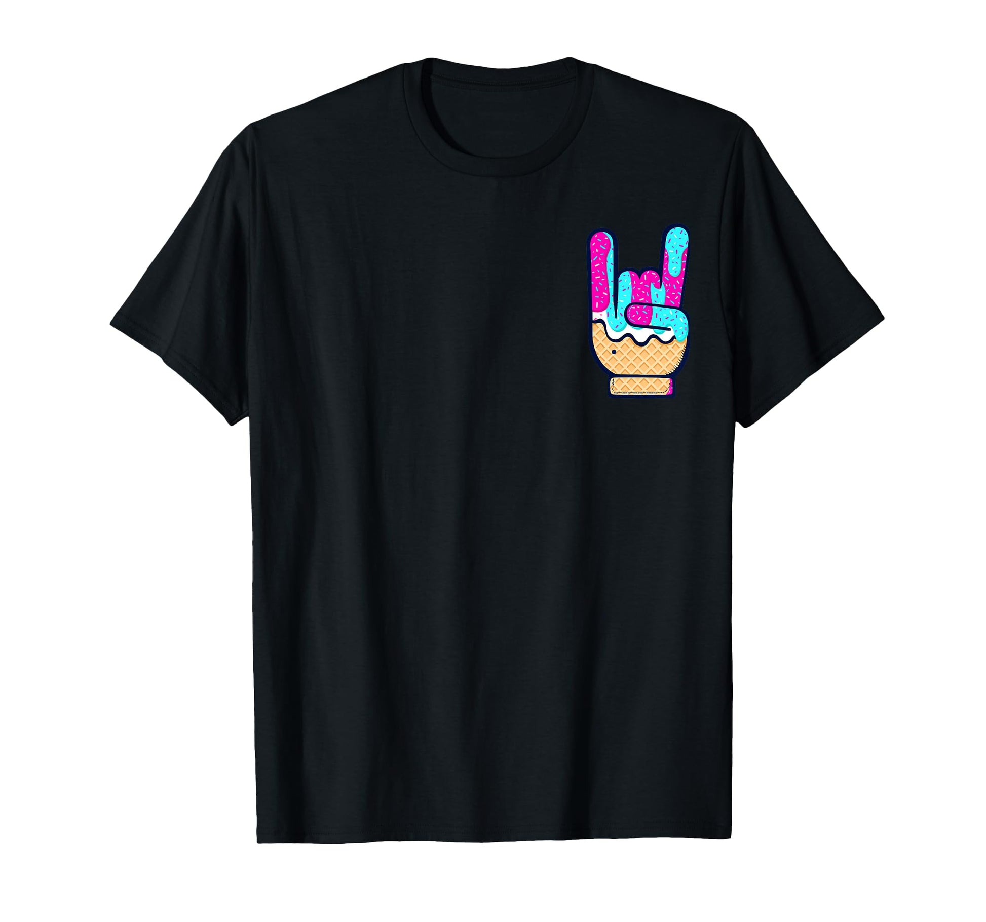 Rock Hand Sign Ice Cream Fun Drippy T-Shirt - Streetwear Style Unisex - T-Shirt, Sweatshirt, Hoodie