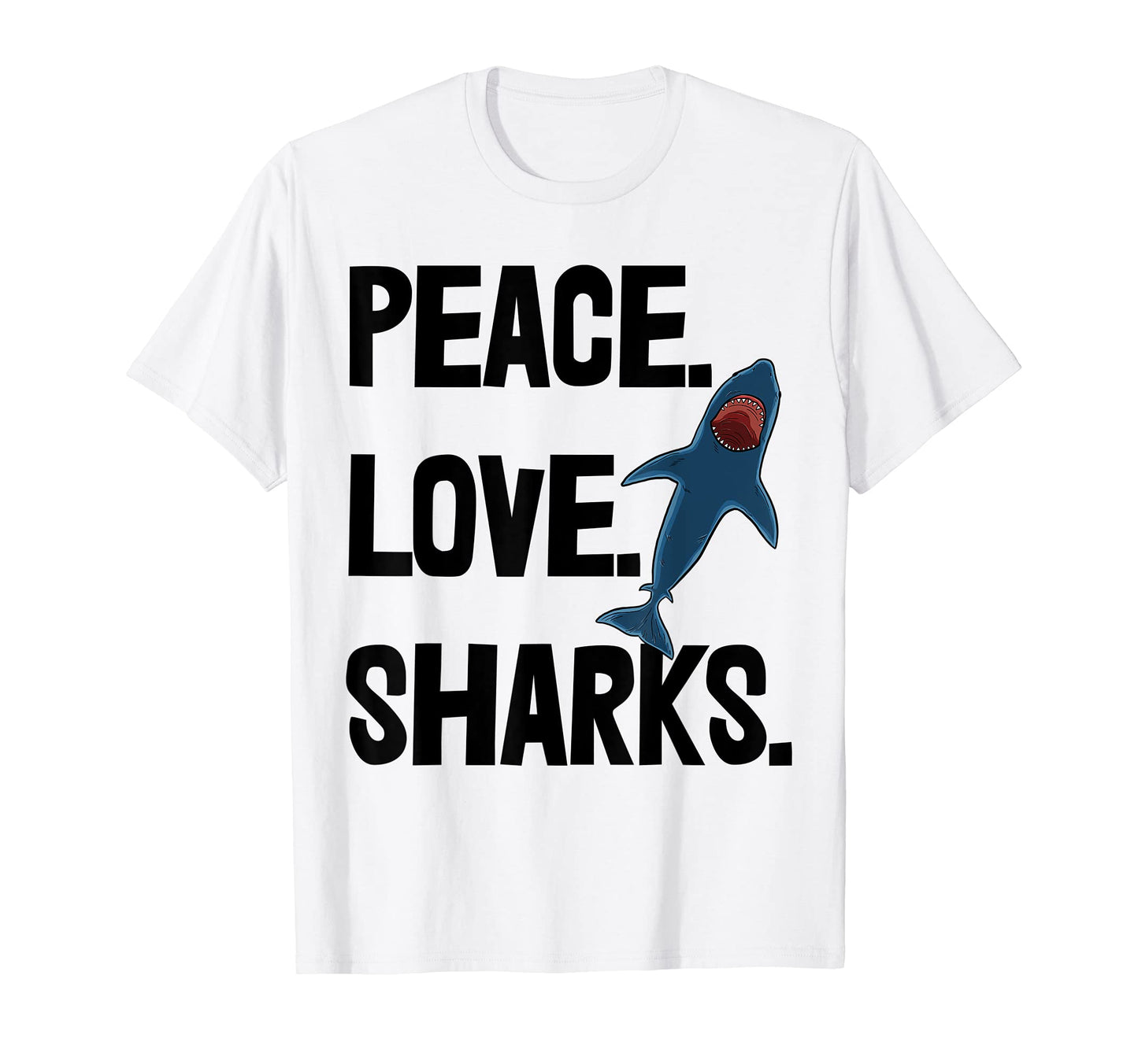 Peace Love Shark Shirts Funny Sea T-Shirt - Minimalist Print for Adults - T-Shirt, Sweatshirt, Hoodie