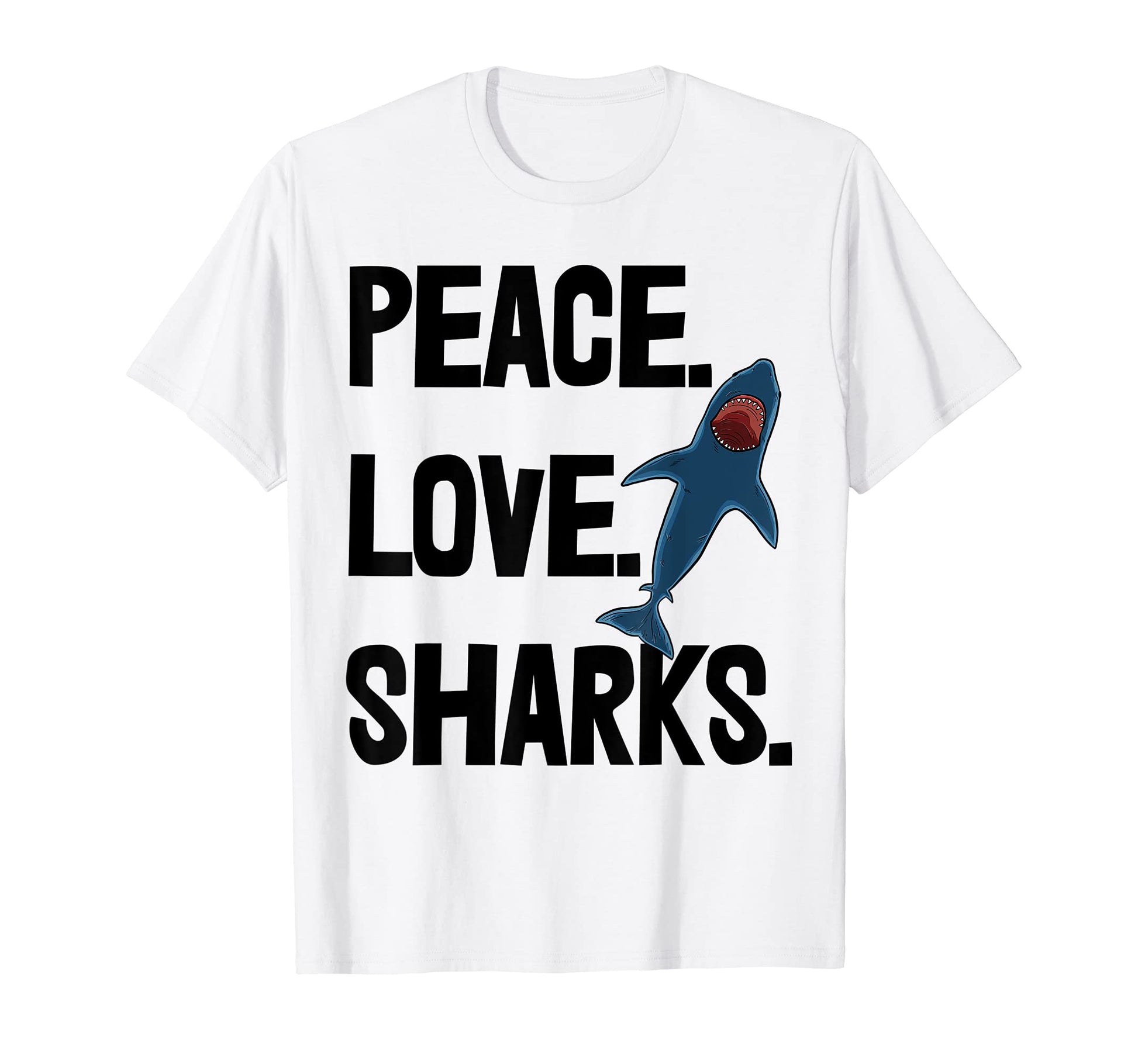 Peace Love Shark Shirts Funny Sea T-Shirt - Minimalist Print for Adults - T-Shirt, Sweatshirt, Hoodie