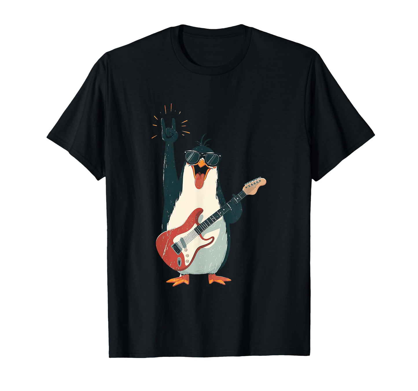 Rock Penguin Guitarist Funny Animal T-Shirt - Streetwear Style Men Women - T-Shirt, Sweatshirt, Hoodie