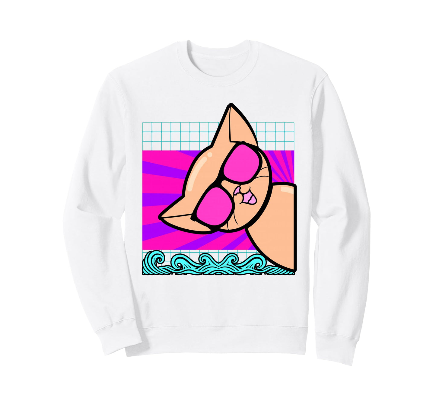 Aesthetic Vaporwave Outfits Cat Sweatshirt - Unique Graphic for Adults - T-Shirt, Sweatshirt, Hoodie