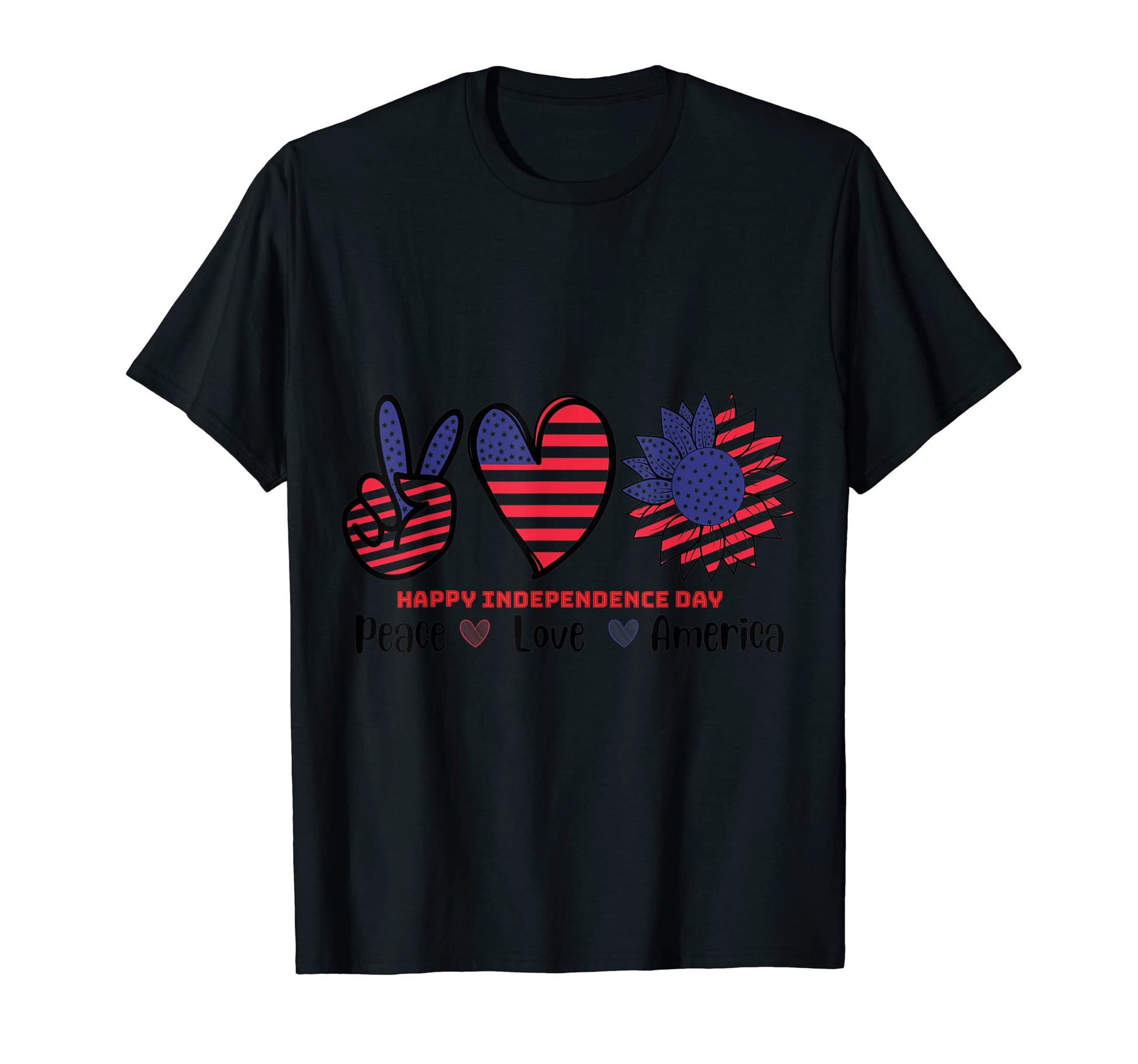 Usa Independence Day Peace Love America T-Shirt - Unique Graphic Men Women - T-Shirt, Sweatshirt, Hoodie