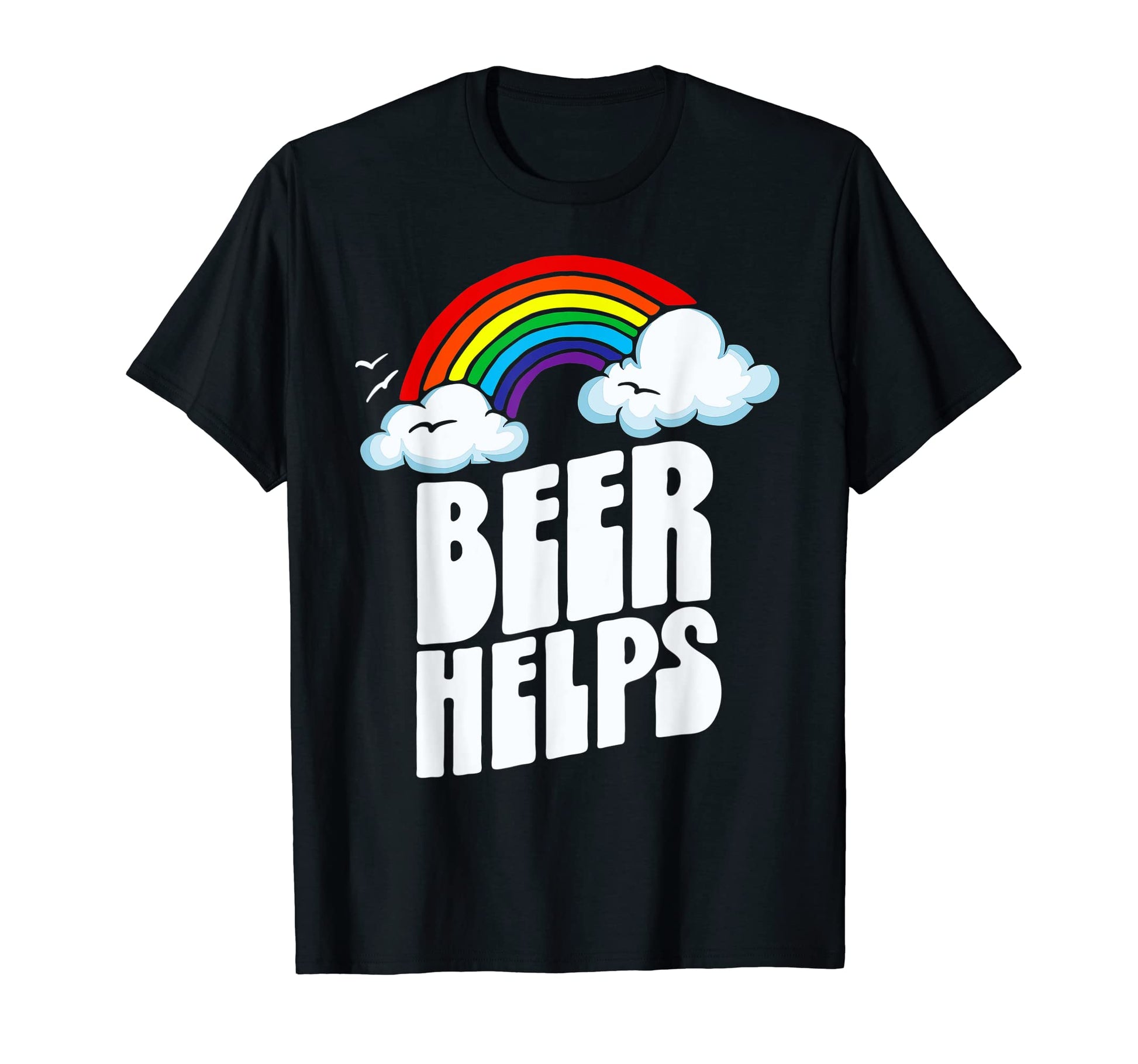 Beer Helps Funny 80S Rainbow T-Shirt - Minimalist Print for Adults - T-Shirt, Sweatshirt, Hoodie