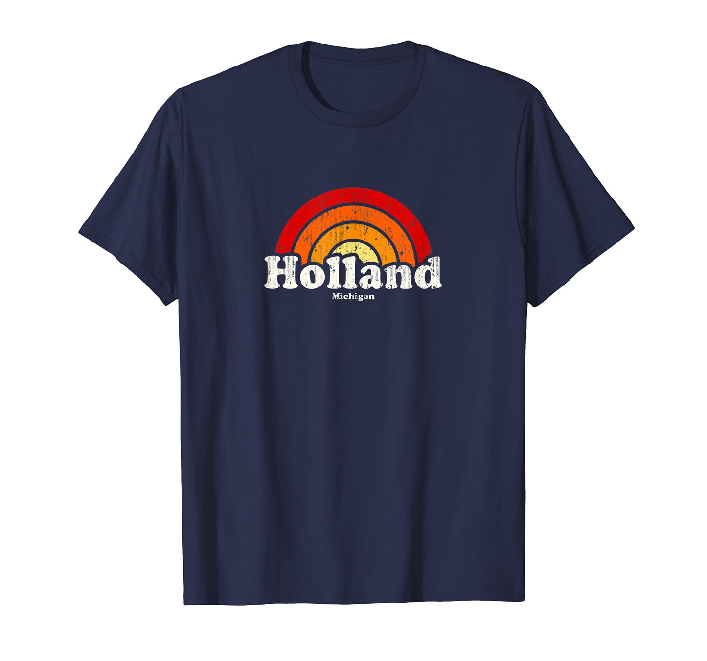 Holland Michigan Mi 70S Rainbow T-Shirt - Graphic Print Unisex - T-Shirt, Sweatshirt, Hoodie