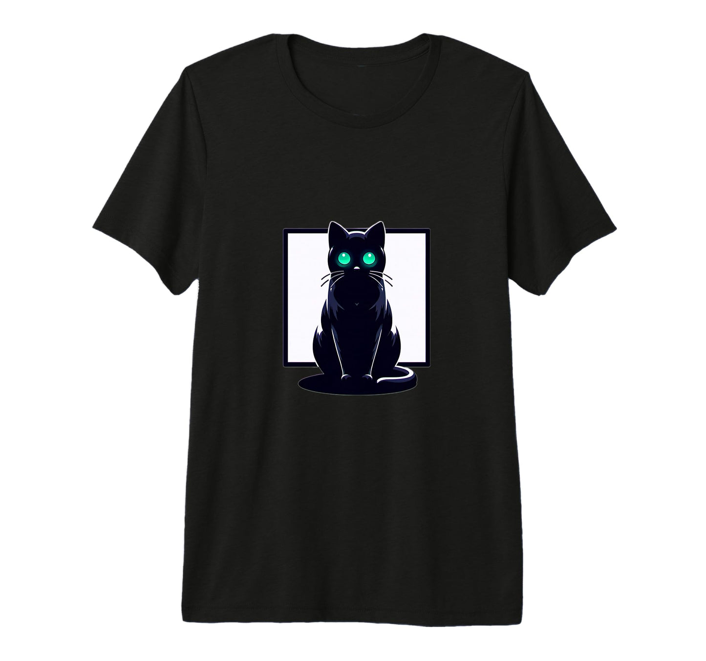 Emerald Gaze Black Cat Lofi T-Shirt - Casual Everyday Wear Unisex - T-Shirt, Sweatshirt, Hoodie
