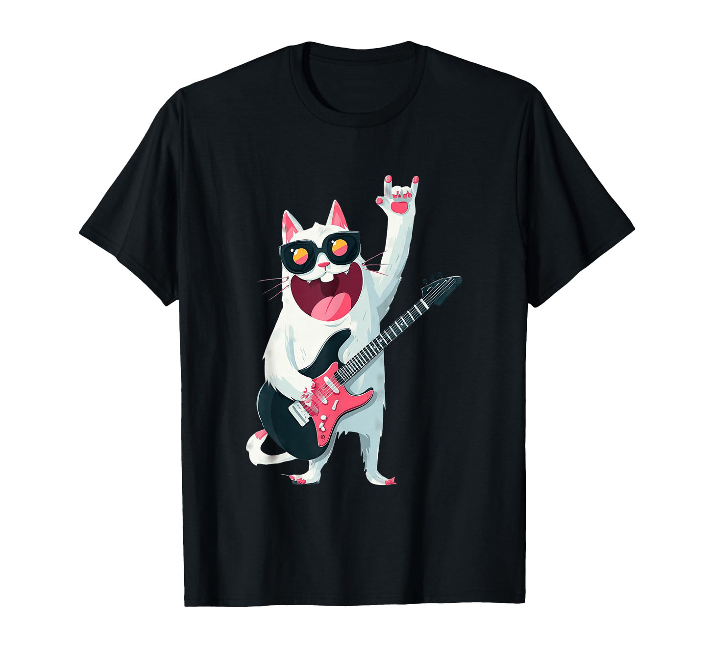 Cat Guitarist Funny Cat Rock Music T-Shirt - Minimalist Print for Adults - T-Shirt, Sweatshirt, Hoodie