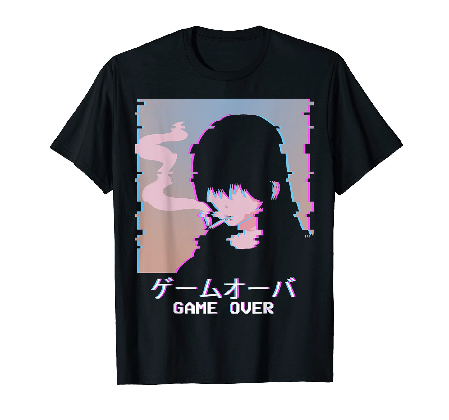 Japanese Vaporwave Sad Anime Game Over T-Shirt - Minimalist Print Unisex - T-Shirt, Sweatshirt, Hoodie