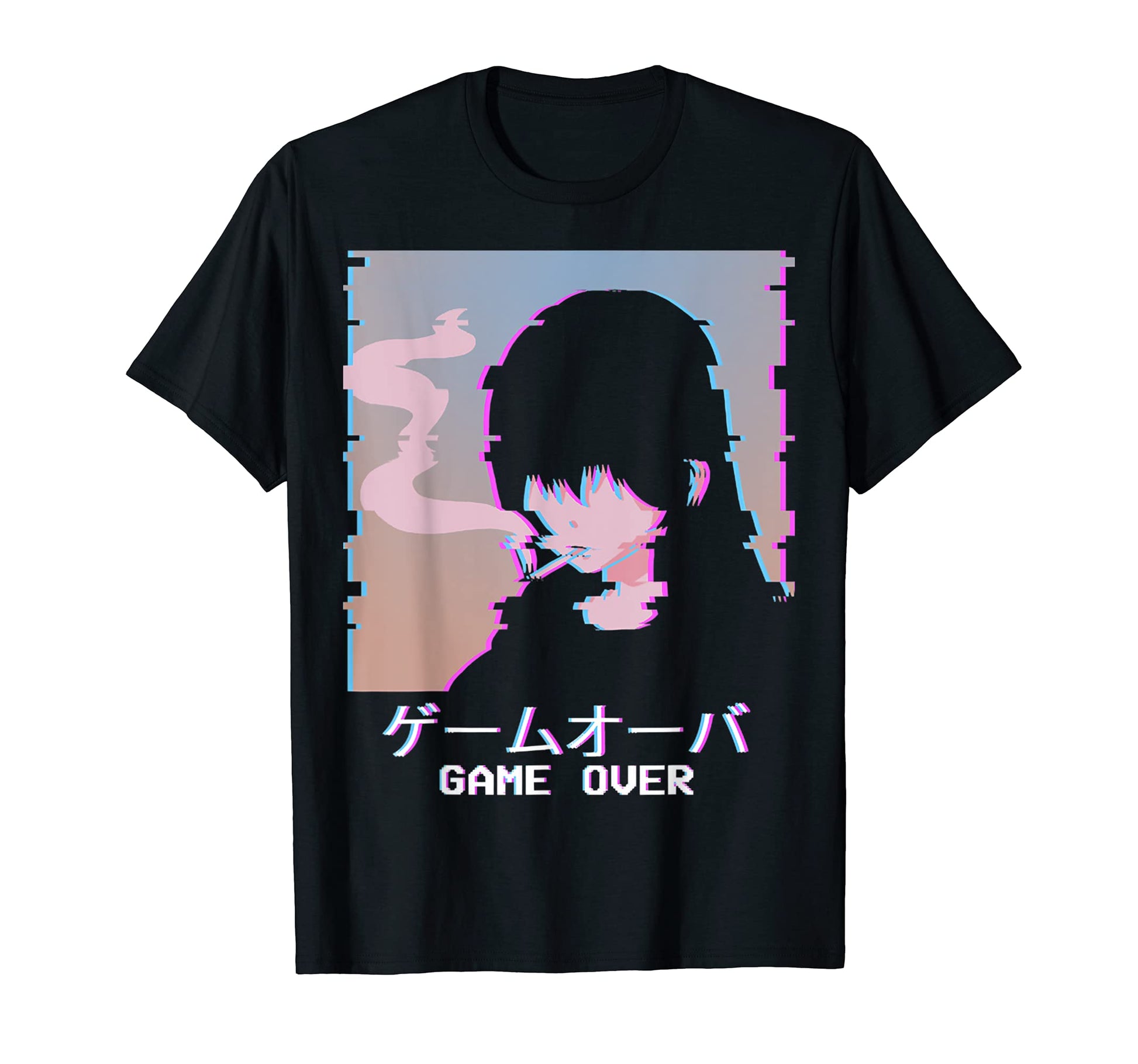 Japanese Vaporwave Sad Anime Game Over T-Shirt - Minimalist Print Unisex - T-Shirt, Sweatshirt, Hoodie