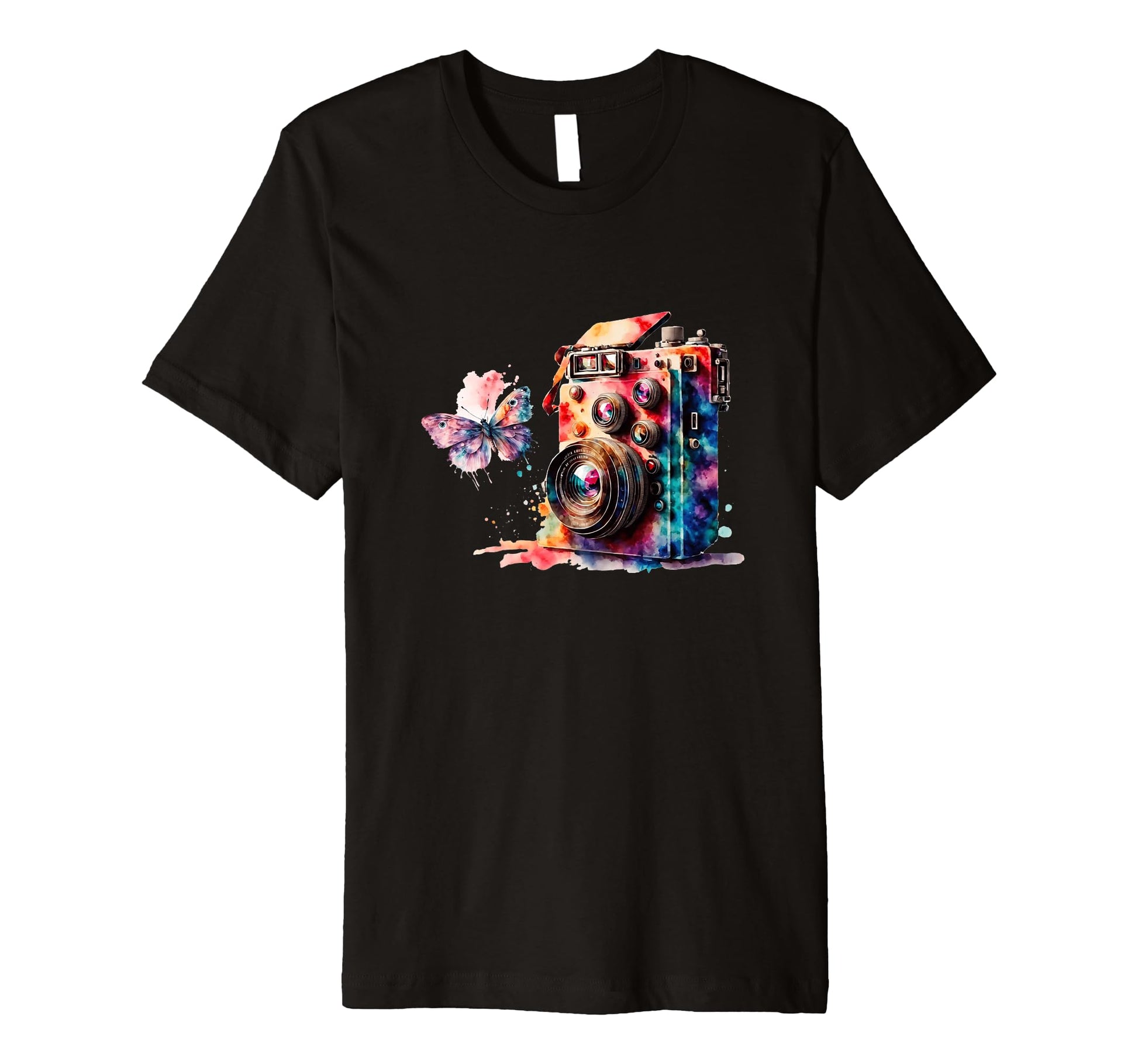 Color Splash Camera Butterfly T-Shirt - Streetwear Style for Adults - T-Shirt, Sweatshirt, Hoodie