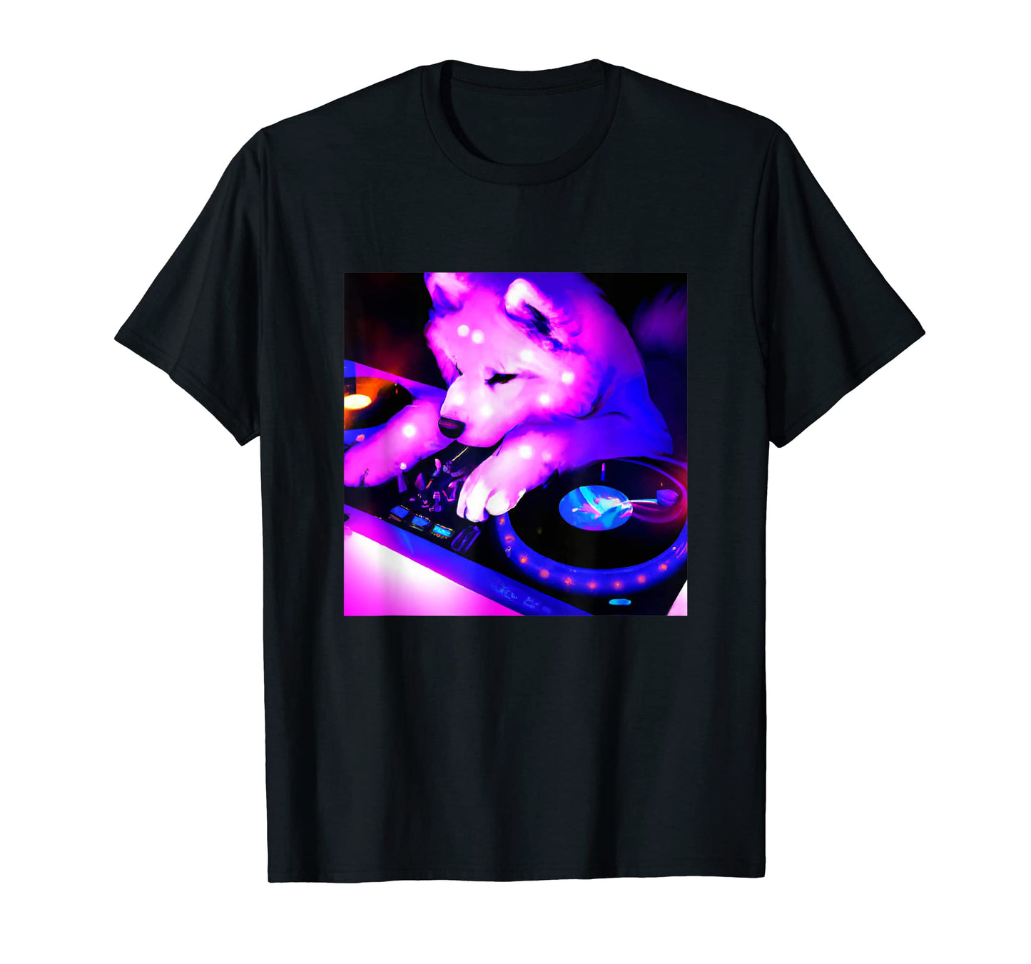 Samoyed Vaporwave Dj Dog Aesthetic T-Shirt - Aesthetic Graphic Men Women - T-Shirt, Sweatshirt, Hoodie