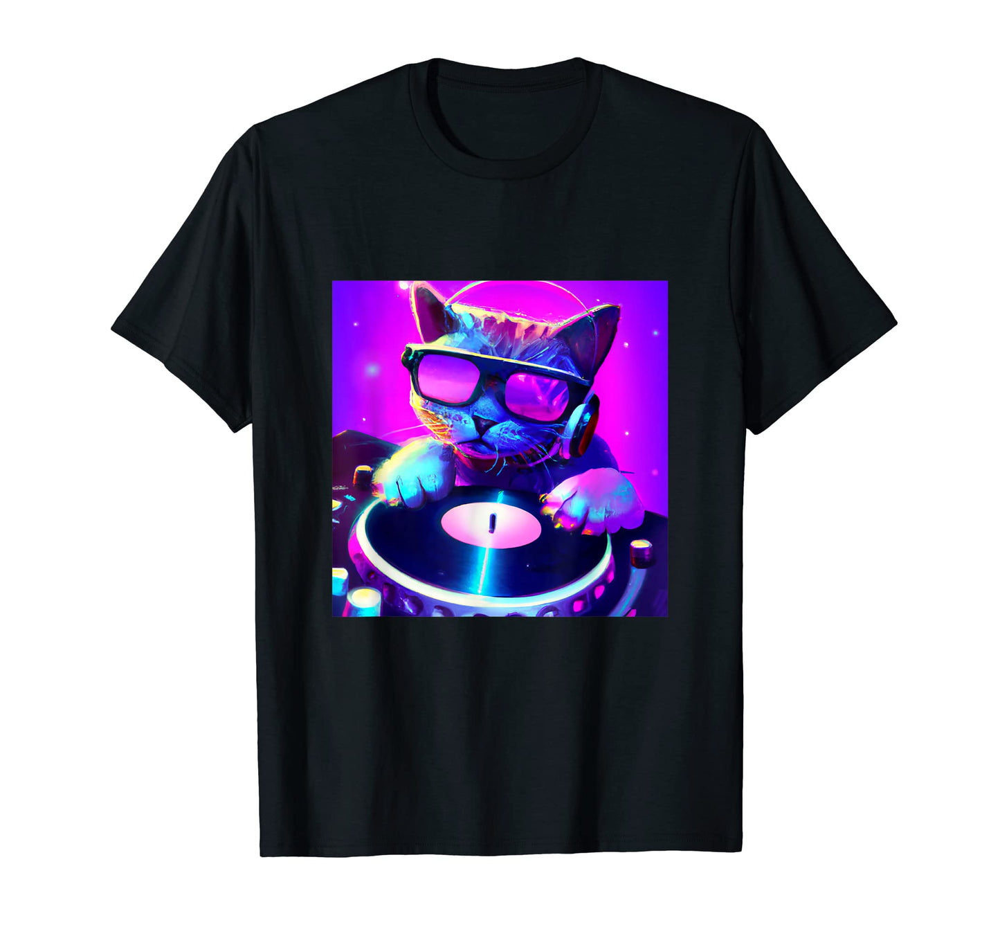 Cat Dj Vaporwave Aesthetic Animal T-Shirt - Graphic Print Men Women - T-Shirt, Sweatshirt, Hoodie