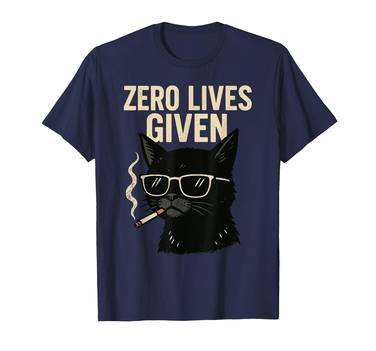 Rebellious Black Cat Smoking Zero Lives T-Shirt - Trendy Graphic Unisex - T-Shirt, Sweatshirt, Hoodie