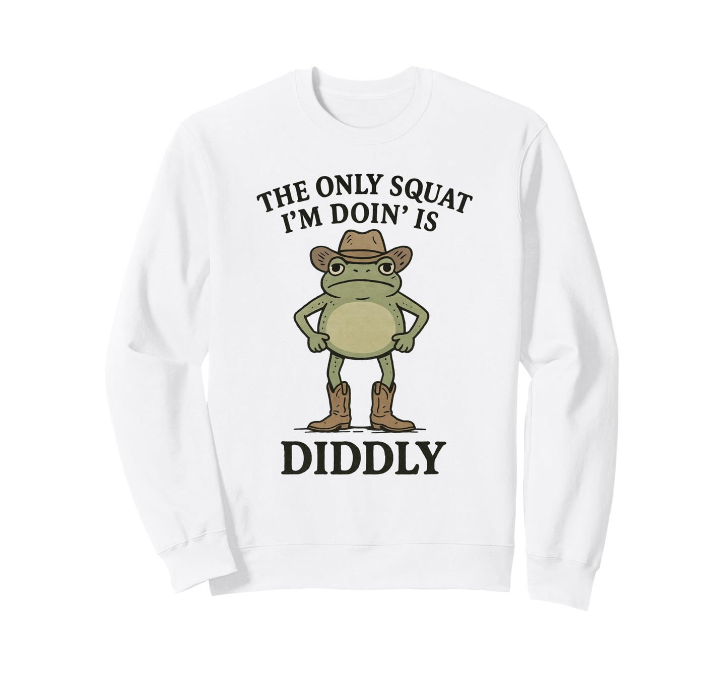 Funny Frog Cowboy Squat Sweatshirt - Unique Graphic for Adults - T-Shirt, Sweatshirt, Hoodie