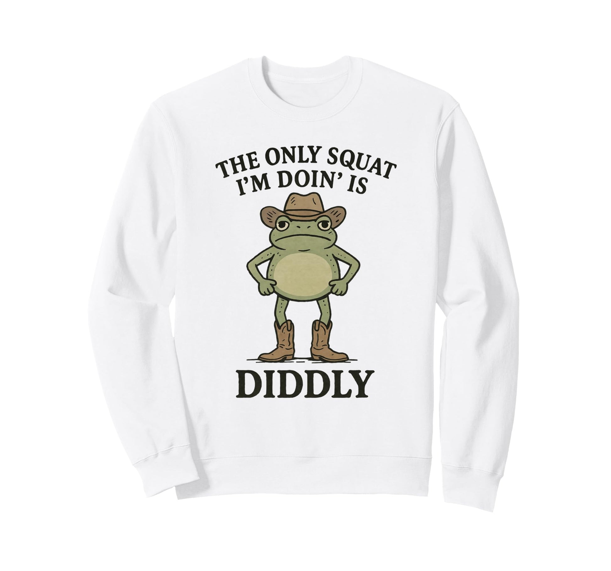 Funny Frog Cowboy Squat Sweatshirt - Unique Graphic for Adults - T-Shirt, Sweatshirt, Hoodie