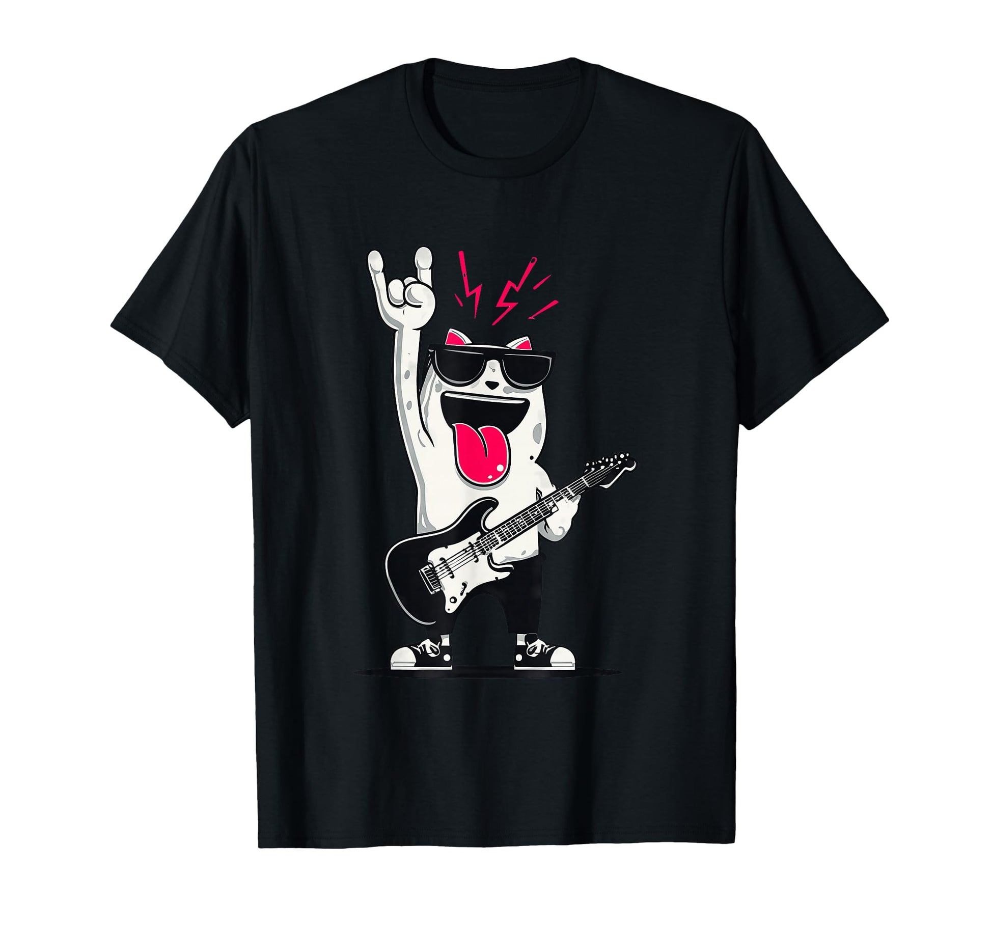 Rock Cat Guitarist Funny Animal T-Shirt - Fun Novelty Design Men Women - T-Shirt, Sweatshirt, Hoodie