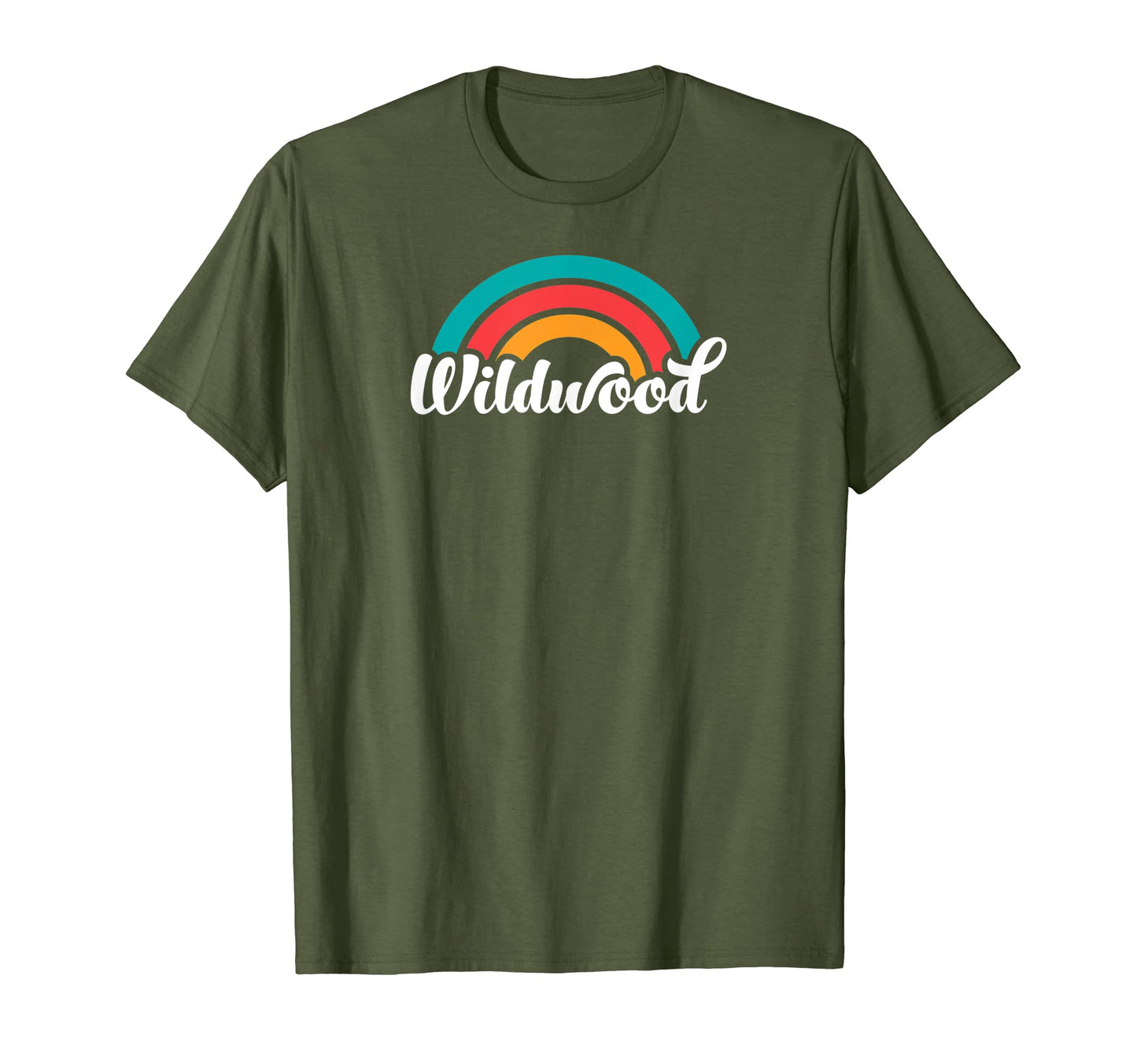 Wildwood Nj Script Rainbow T-Shirt - Casual Everyday Wear for Adults - T-Shirt, Sweatshirt, Hoodie