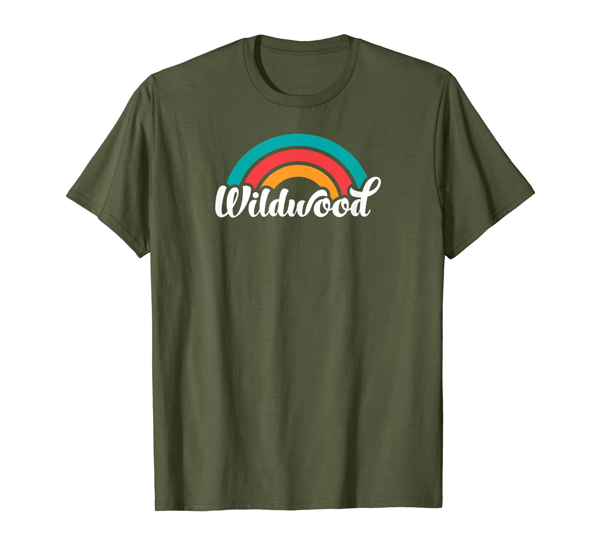 Wildwood Nj Script Rainbow T-Shirt - Casual Everyday Wear for Adults - T-Shirt, Sweatshirt, Hoodie