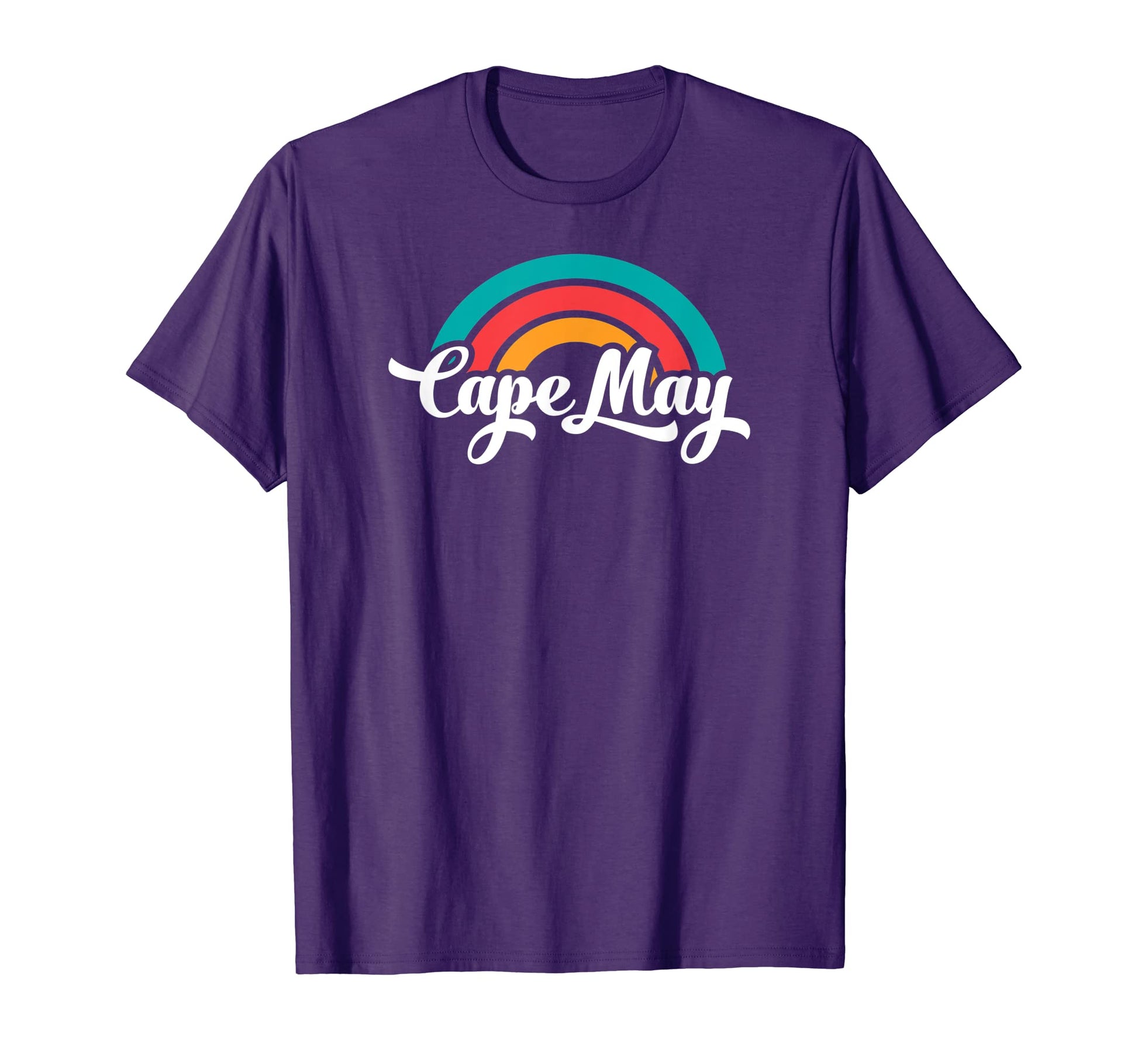 Cape May Nj Script Rainbow T-Shirt - Custom Art Print for Adults - T-Shirt, Sweatshirt, Hoodie