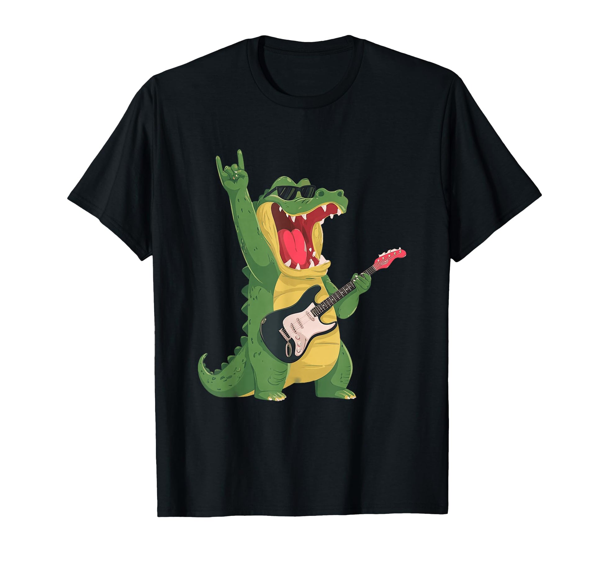 Funny Crocodile Rock Music Guitarist T-Shirt - Trendy Graphic Men Women - T-Shirt, Sweatshirt, Hoodie