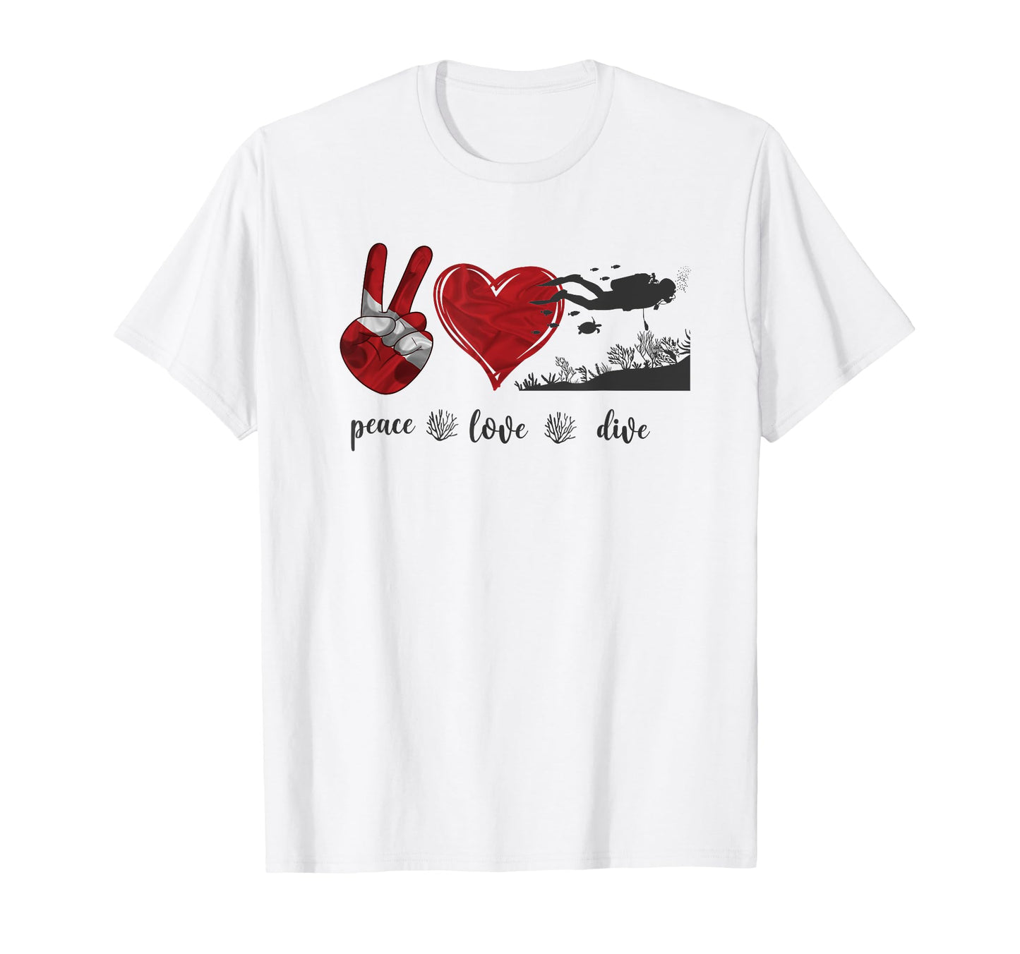 Scuba Diver Down Peace Love Diving T-Shirt - Novelty Apparel Men Women - T-Shirt, Sweatshirt, Hoodie