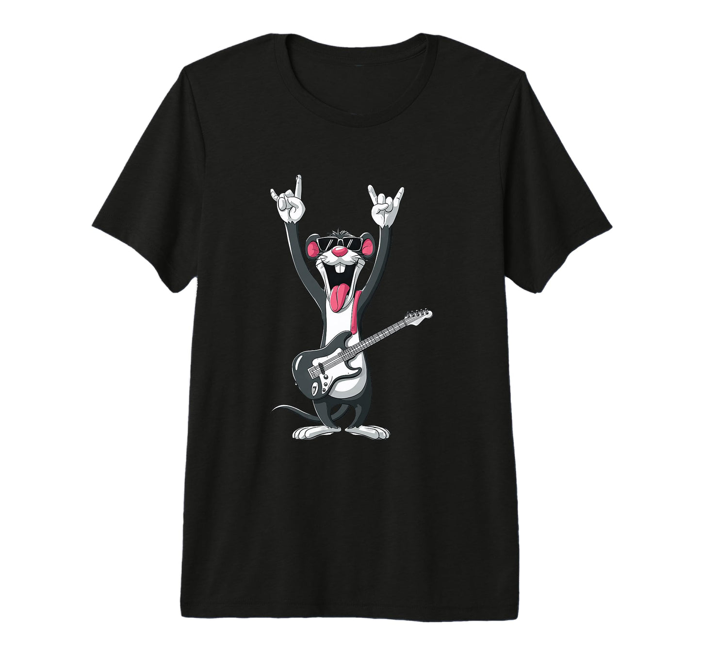 Funny Cartoon Rock Mouse Guitarist T-Shirt - Aesthetic Graphic Unisex - T-Shirt, Sweatshirt, Hoodie